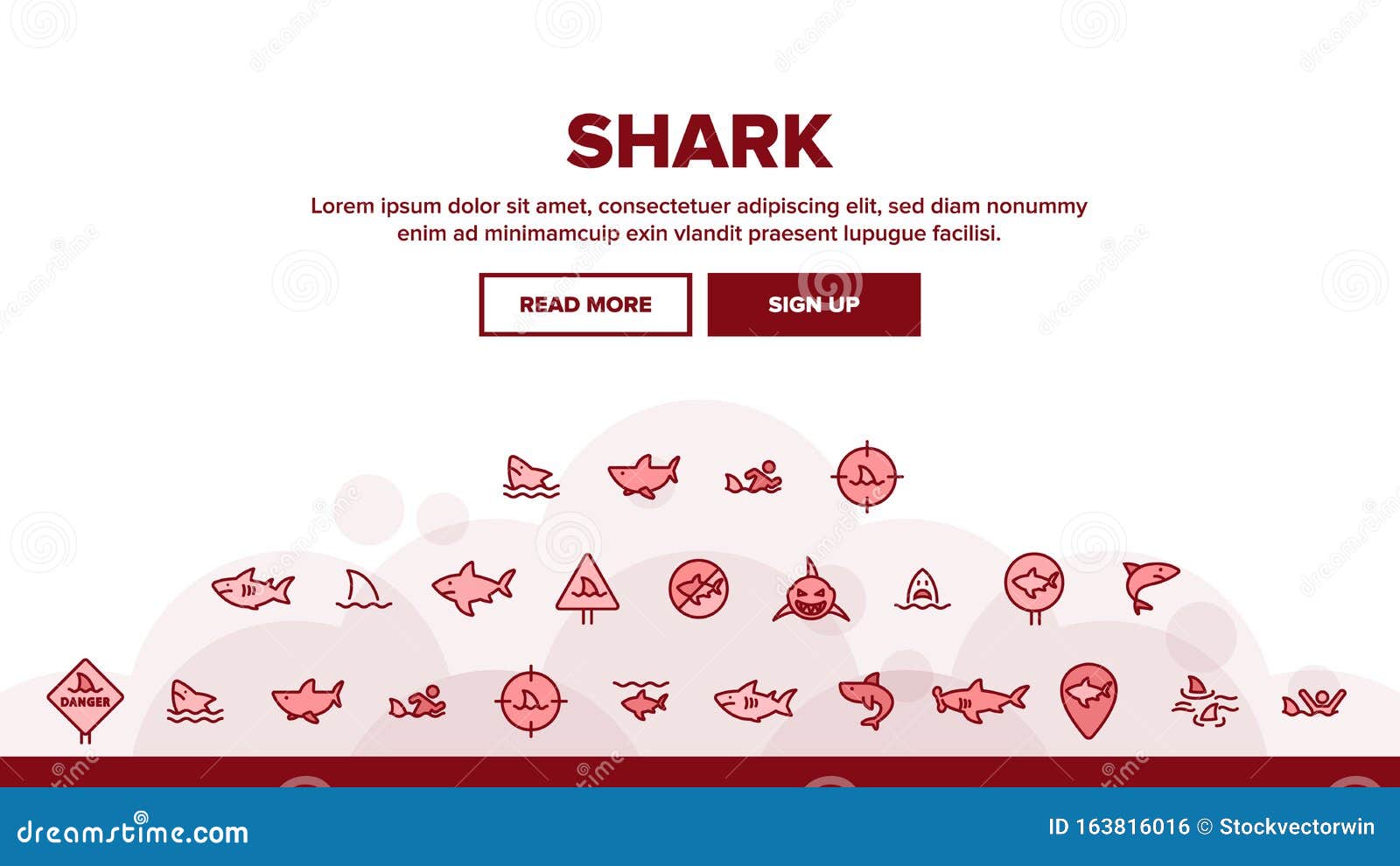Shark Fish Landing Header Vector Stock Vector - Illustration of In Sharkfin Banner Template