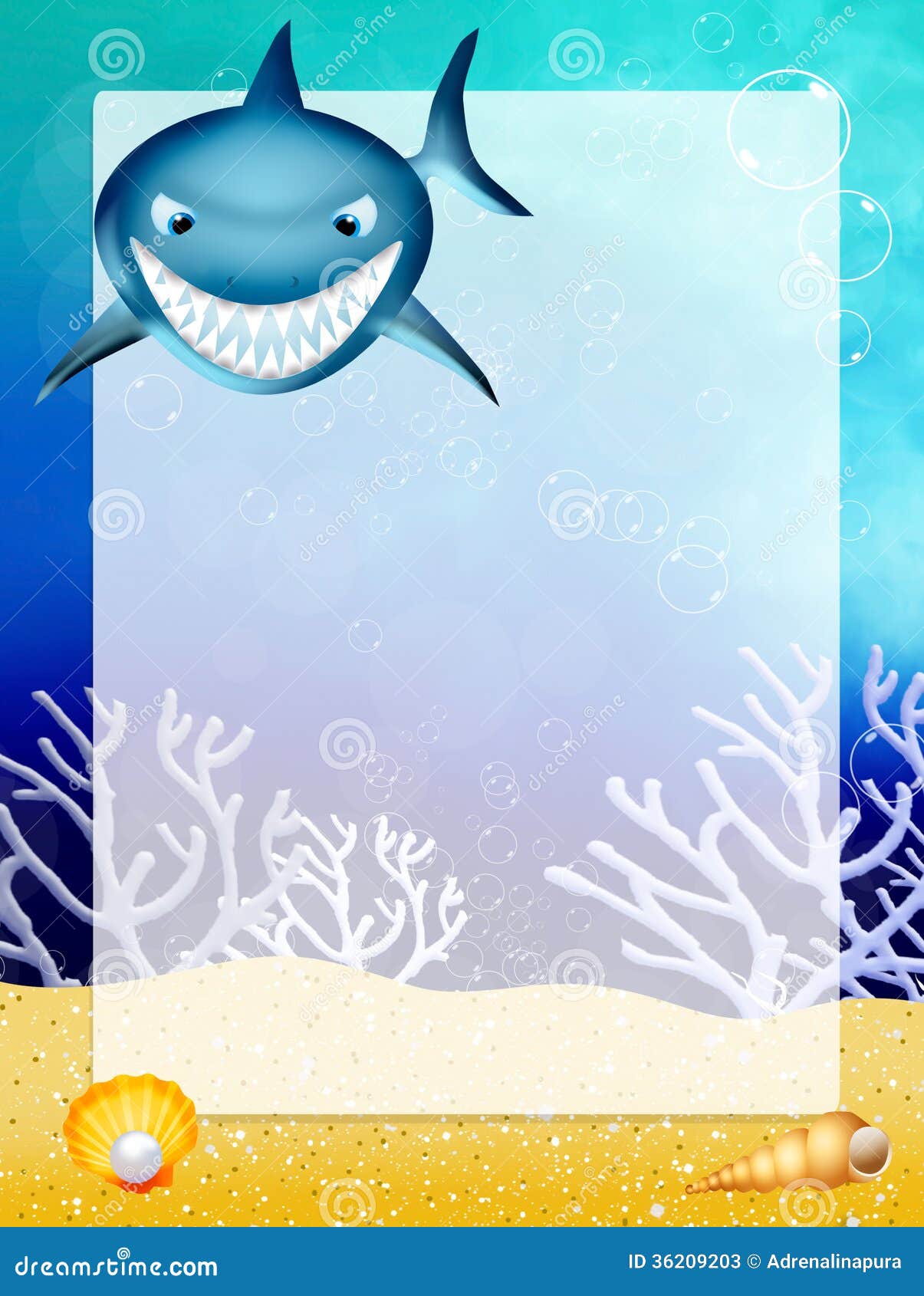 Shark with frame stock illustration. Illustration of frame - 36209203