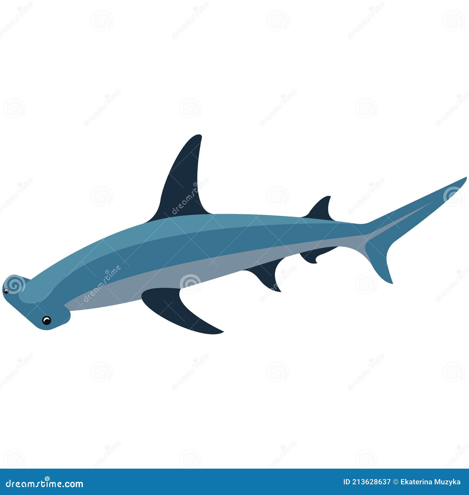 Shark Hammer Vector, Hammerhead Fish Icon on White Stock Vector