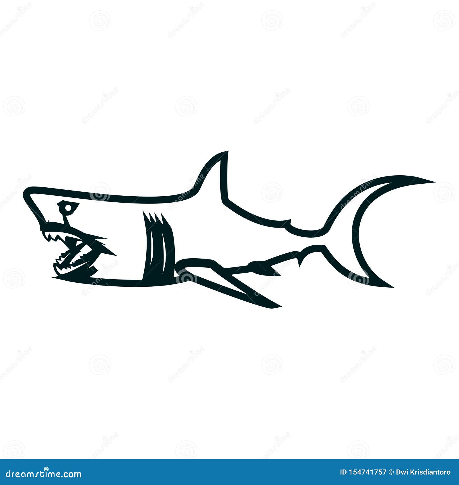 Shark simple outline design. 