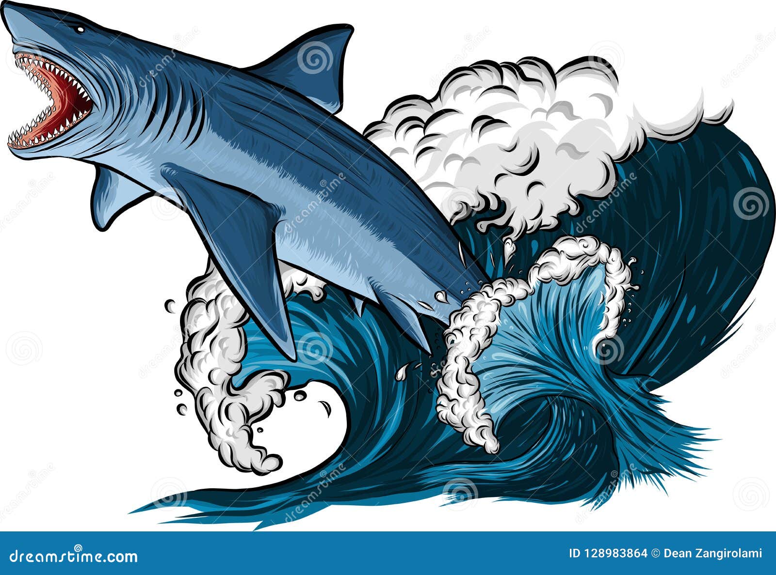 Download Shark With Open Mouth In The Sea. Flat Vector Illustration ...