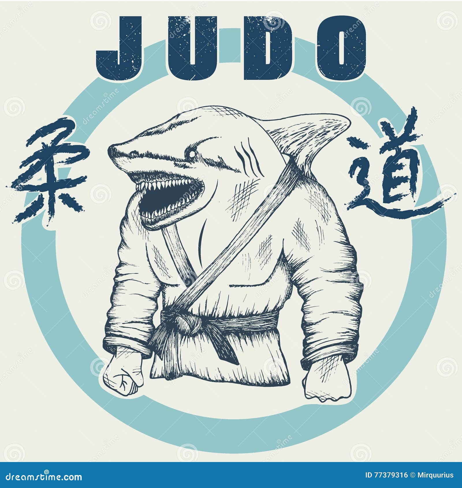 Shark practicing judo stock vector. Illustration of fight - 77379316