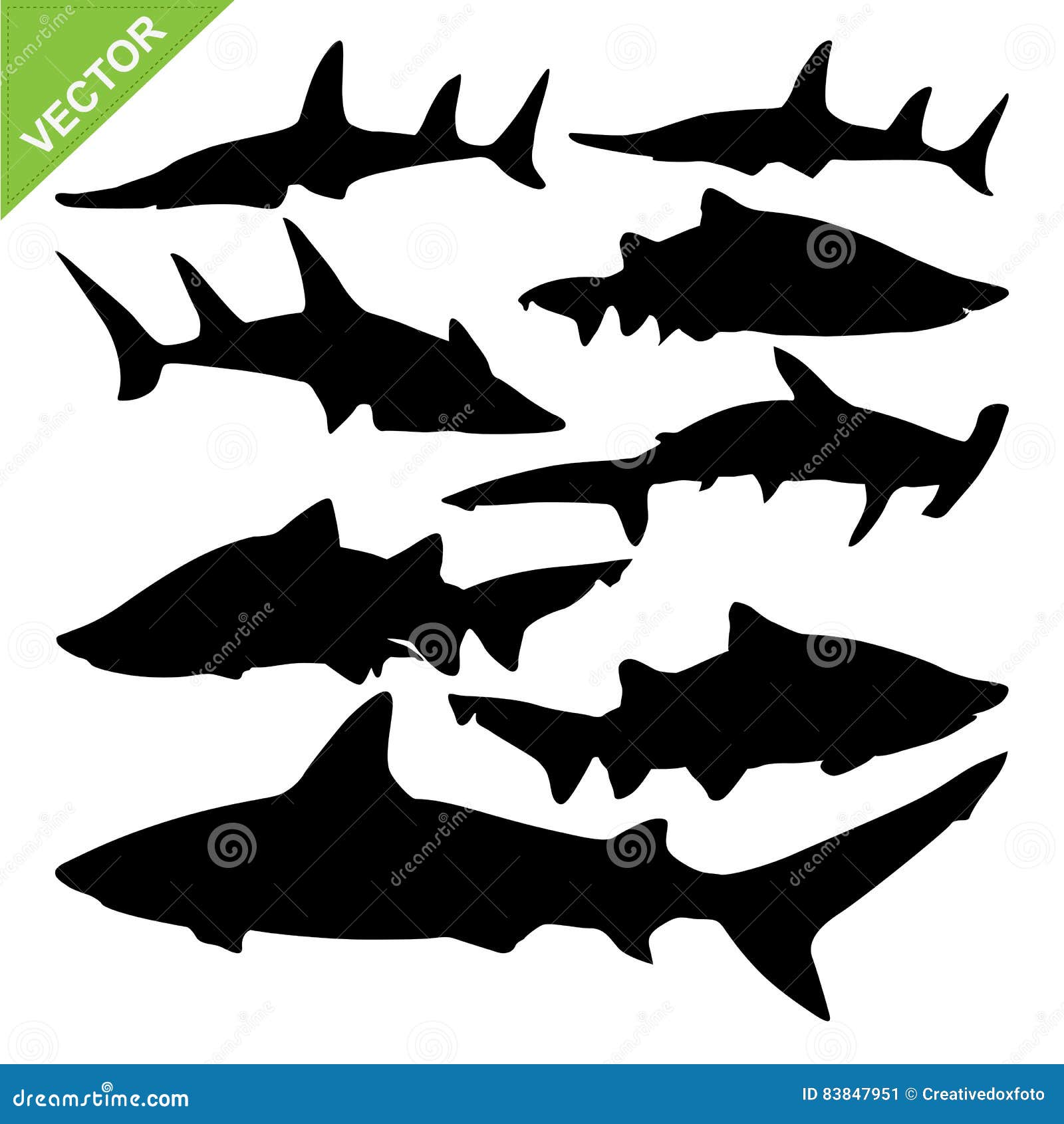Shark silhouette vector stock vector. Illustration of nature 83847951