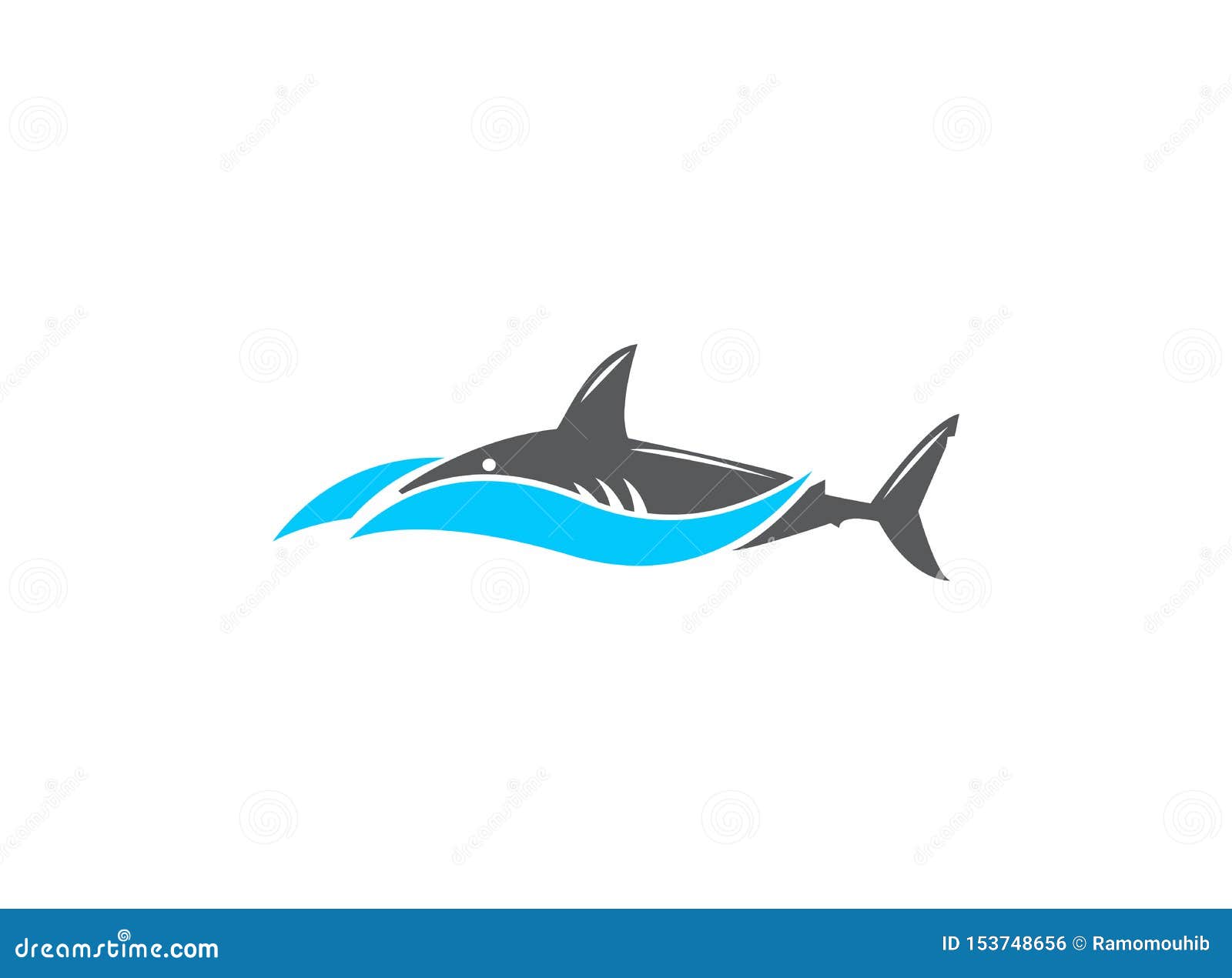 Shark Swim in the Sea Up the Waves for Logo Design Illustration on ...