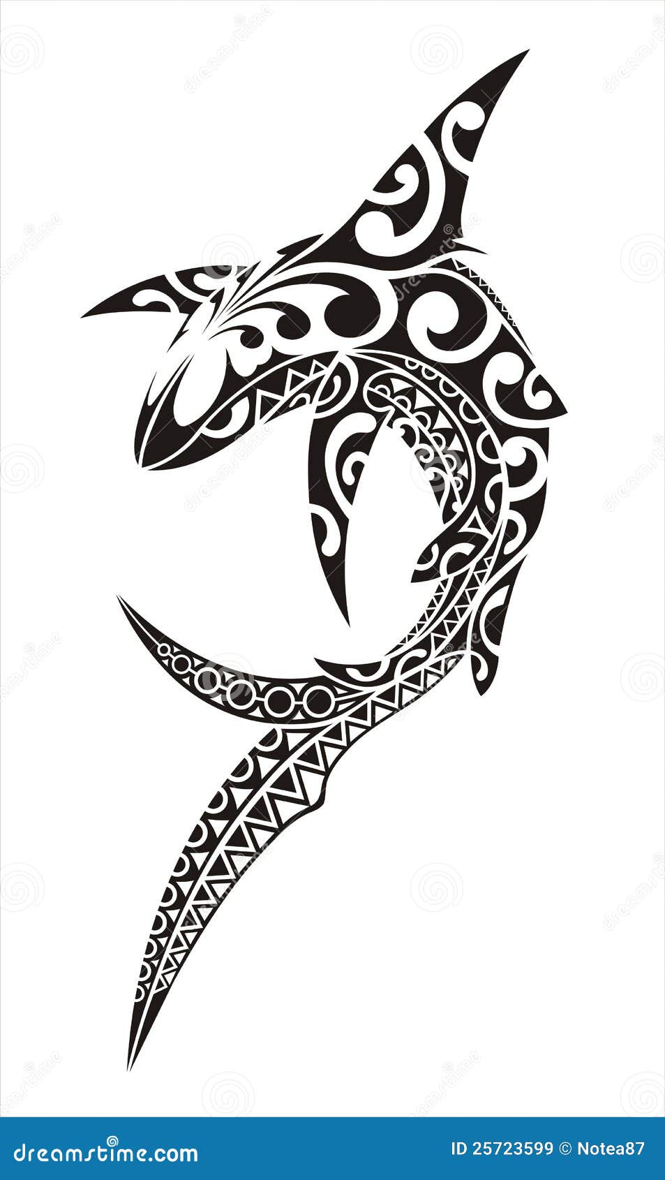 Nice Hammerhead Shark Swimming Tattoo Stencil