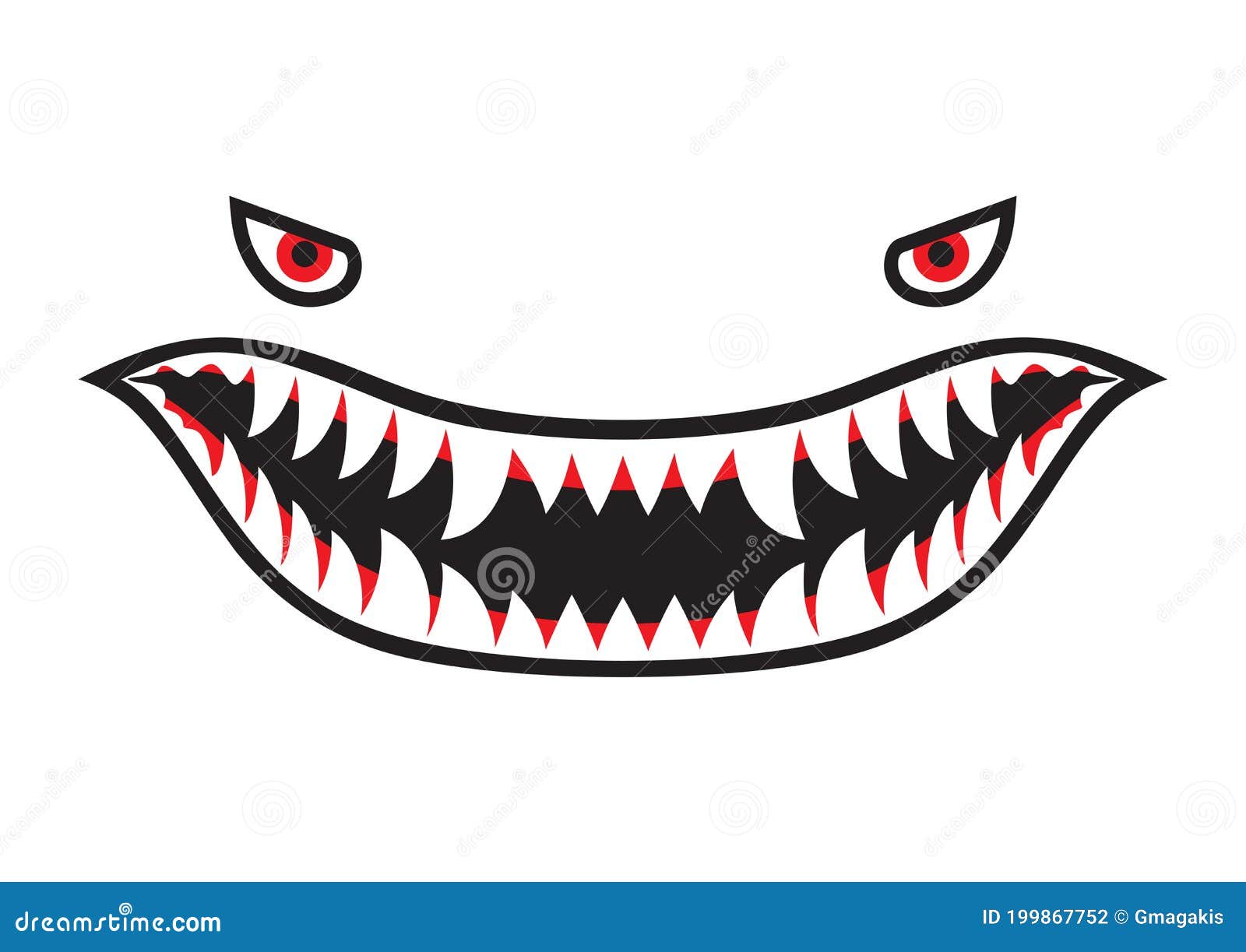 Set, Shark Teeth. Engraving Vector Illustration. Sketch Scratch ...