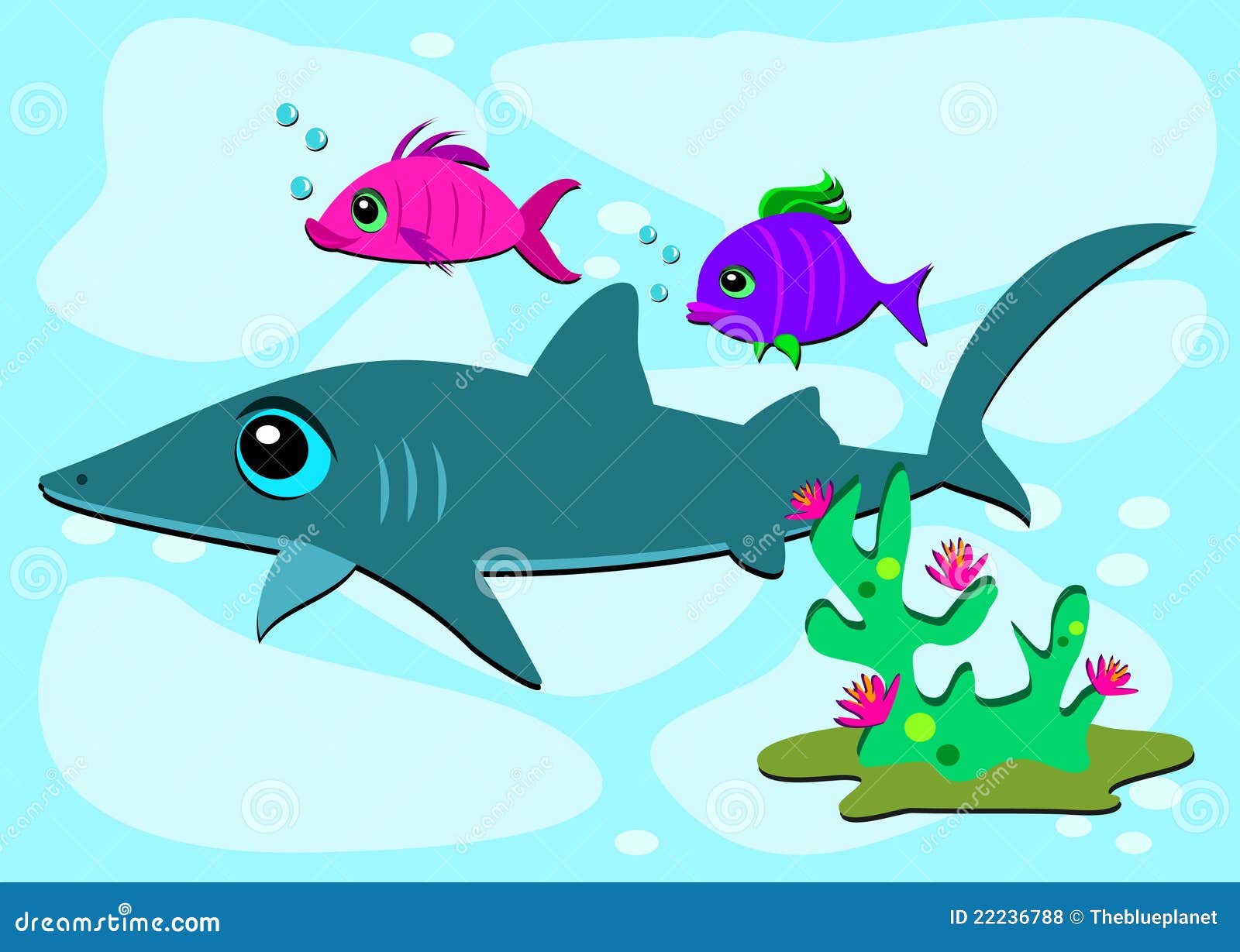 Shark and Two Fish Friends stock vector. Illustration of fish 22236788