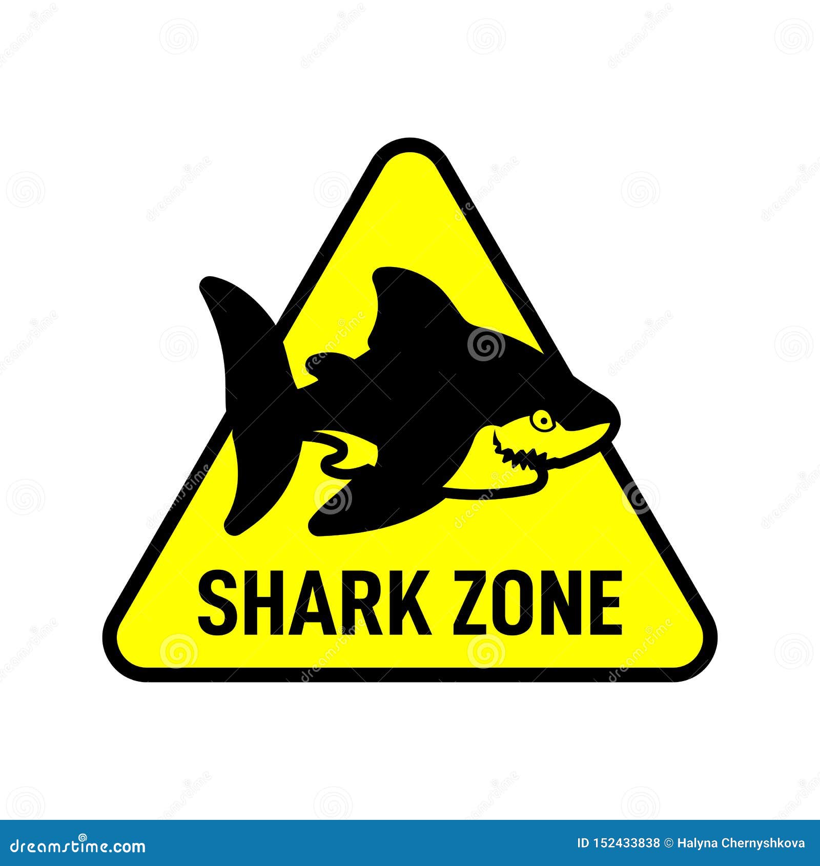 Shark Zone Sign. Shark Silhouette on Triangle Stock Vector ...