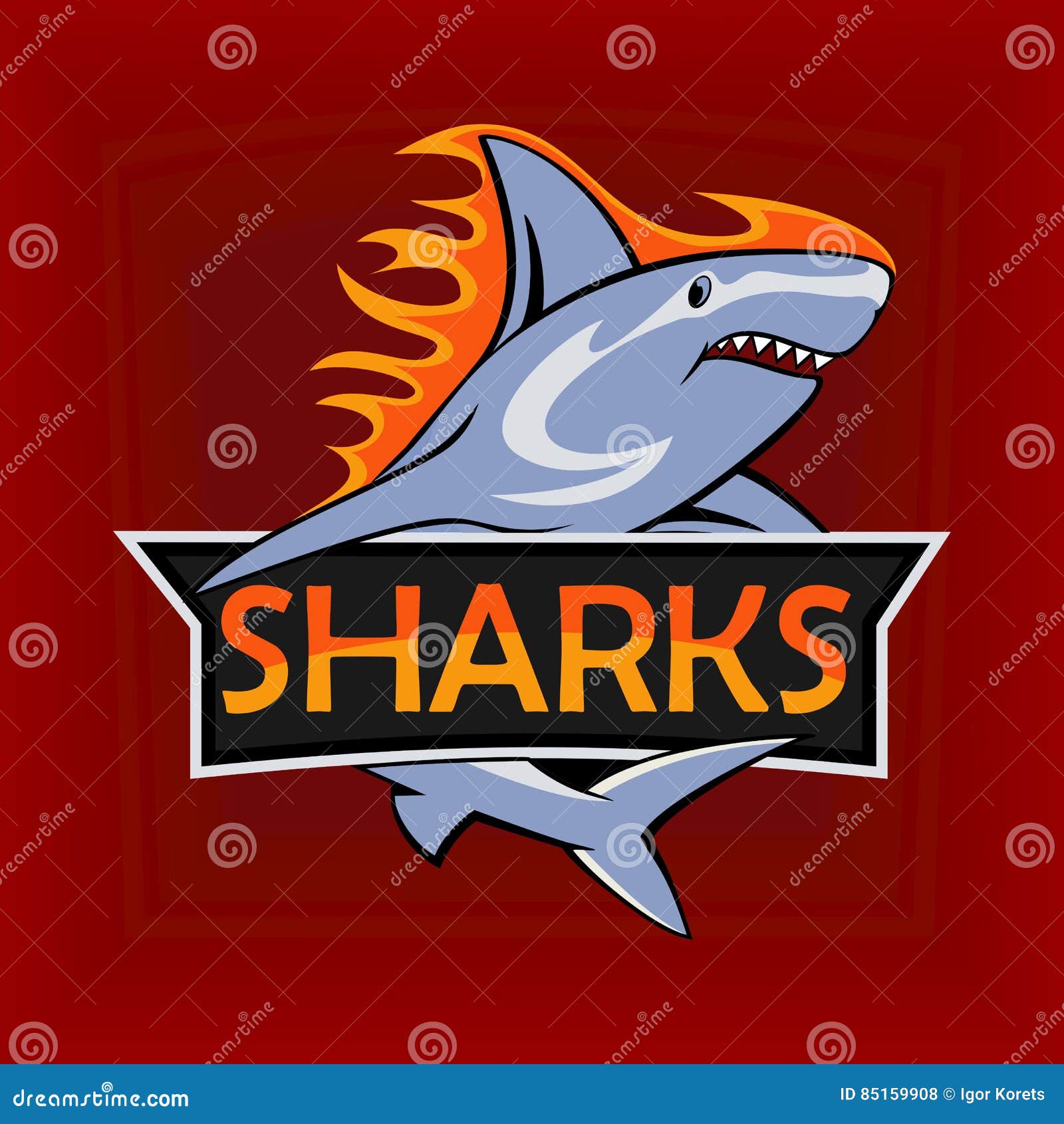Sharks Logo, Emblem for a Sport Team Stock Vector Illustration of