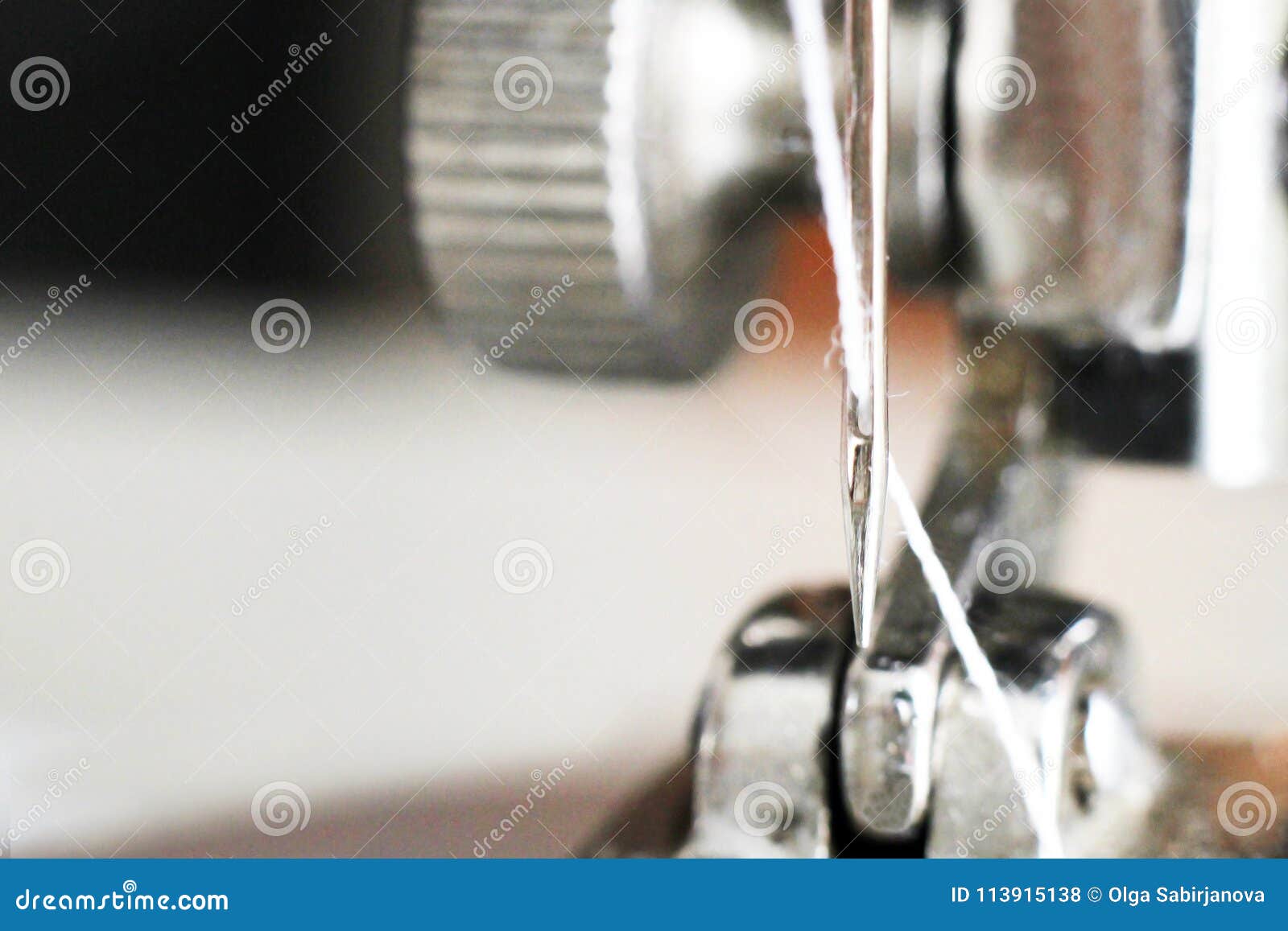 Sharp Game with Thread, Sewing Machine, Macro Stock Photo Image of