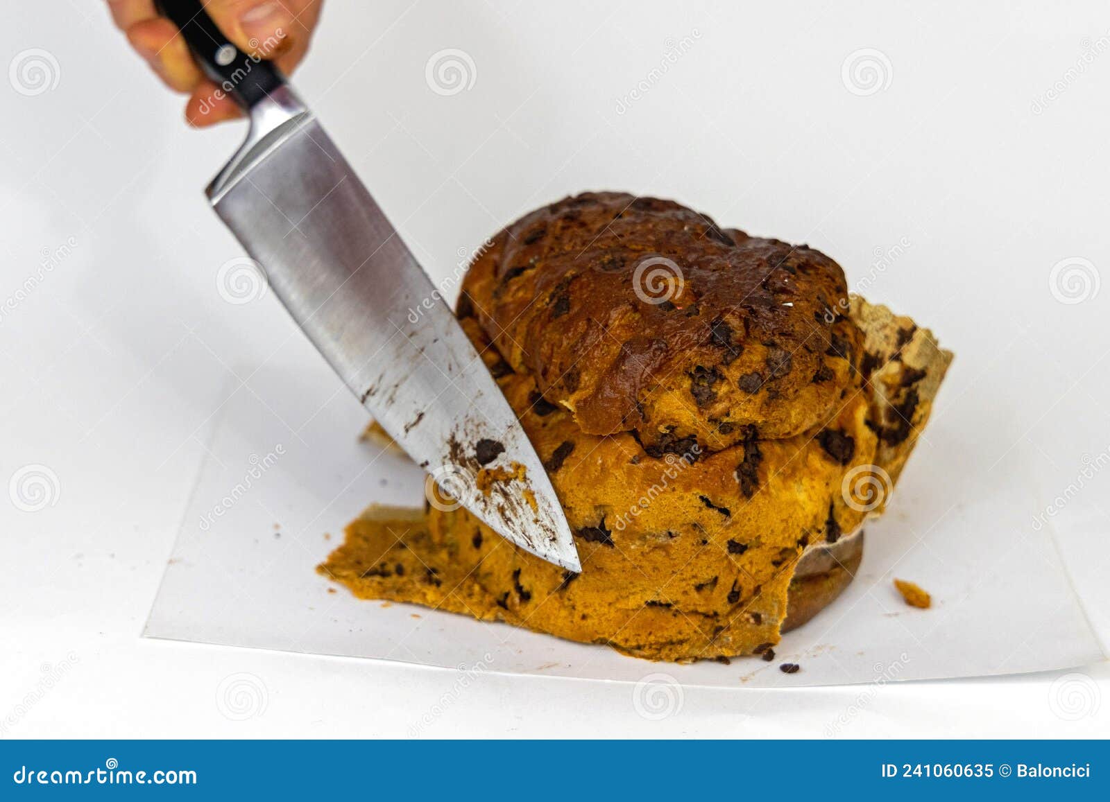 Sharp Knife Christmas Cake stock image. Image of knife 241060635