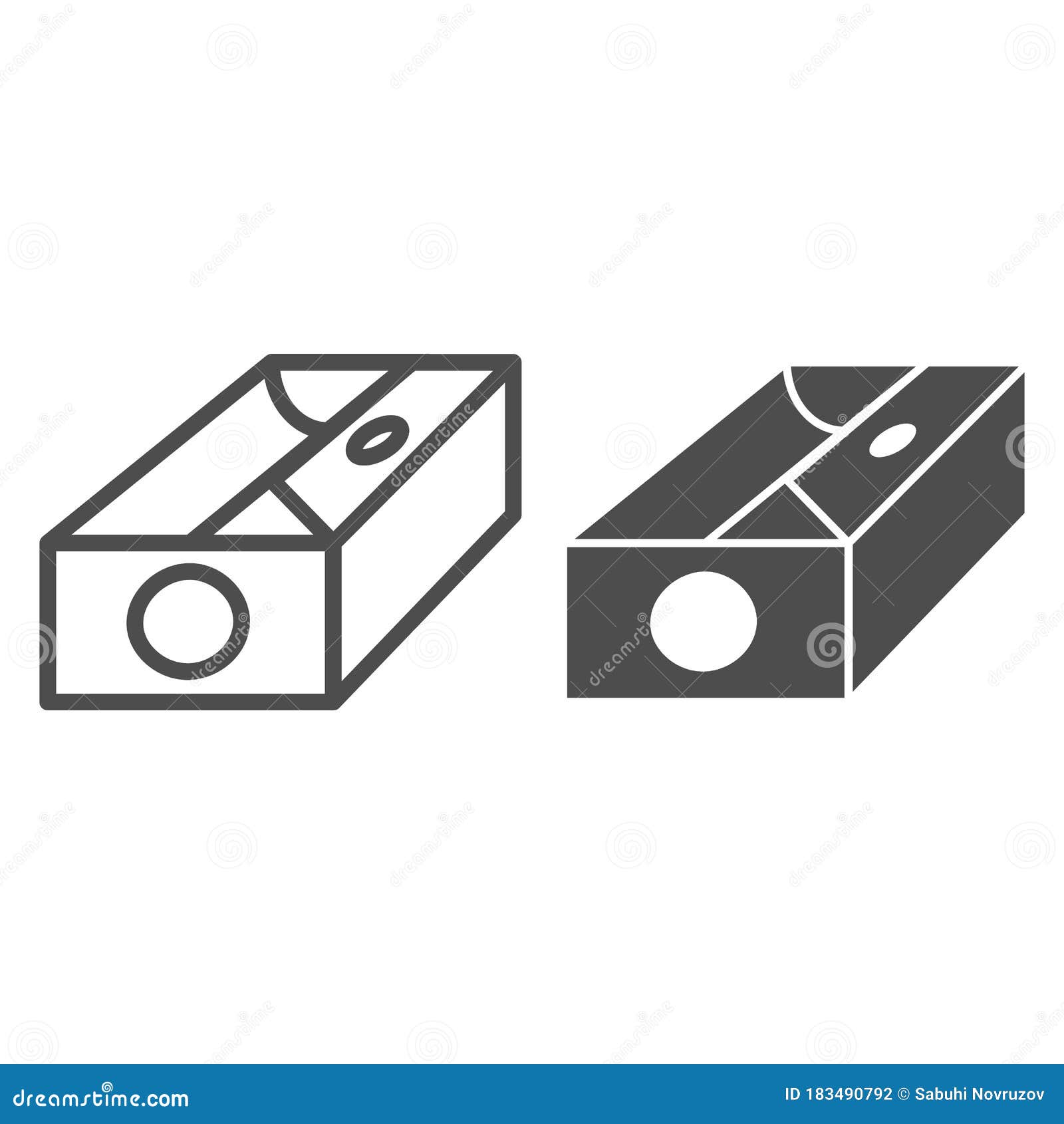 Sharpener Line and Solid Icon, Stationery Concept, Device for