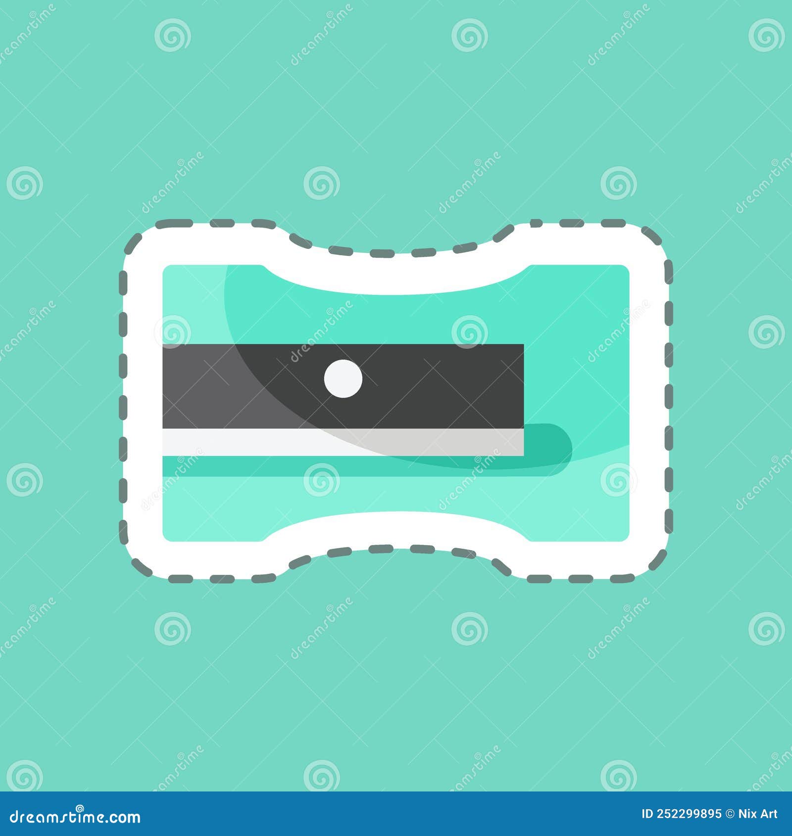 Sharpener Sticker in Trendy Line Cut Isolated on Blue Background Stock