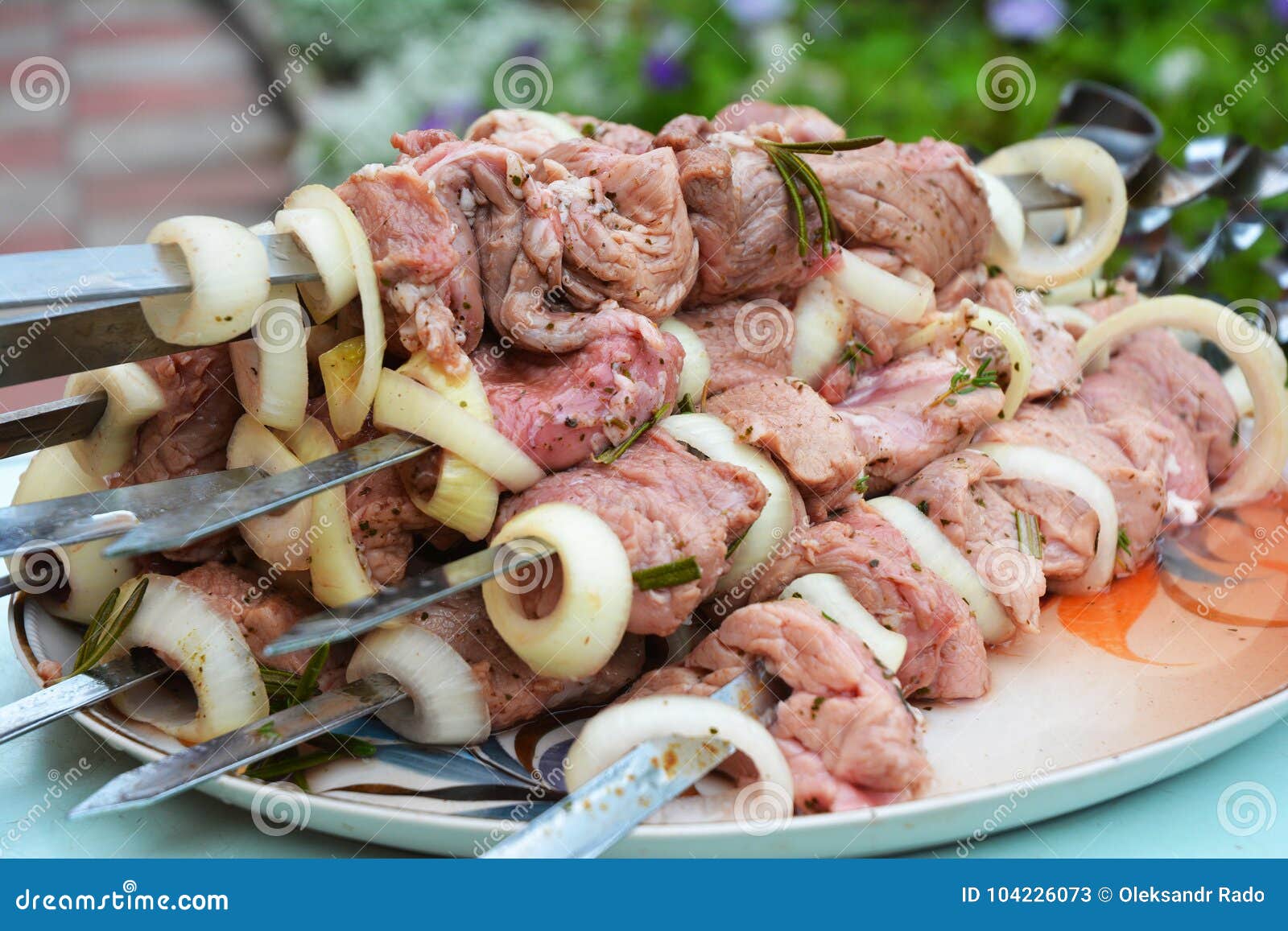 Shashlik or shashlyk (meaning skewered meat) was originally made of lamb.  Nowadays it is also made of pork or beef depending on local preferences and  Stock Photo - Alamy