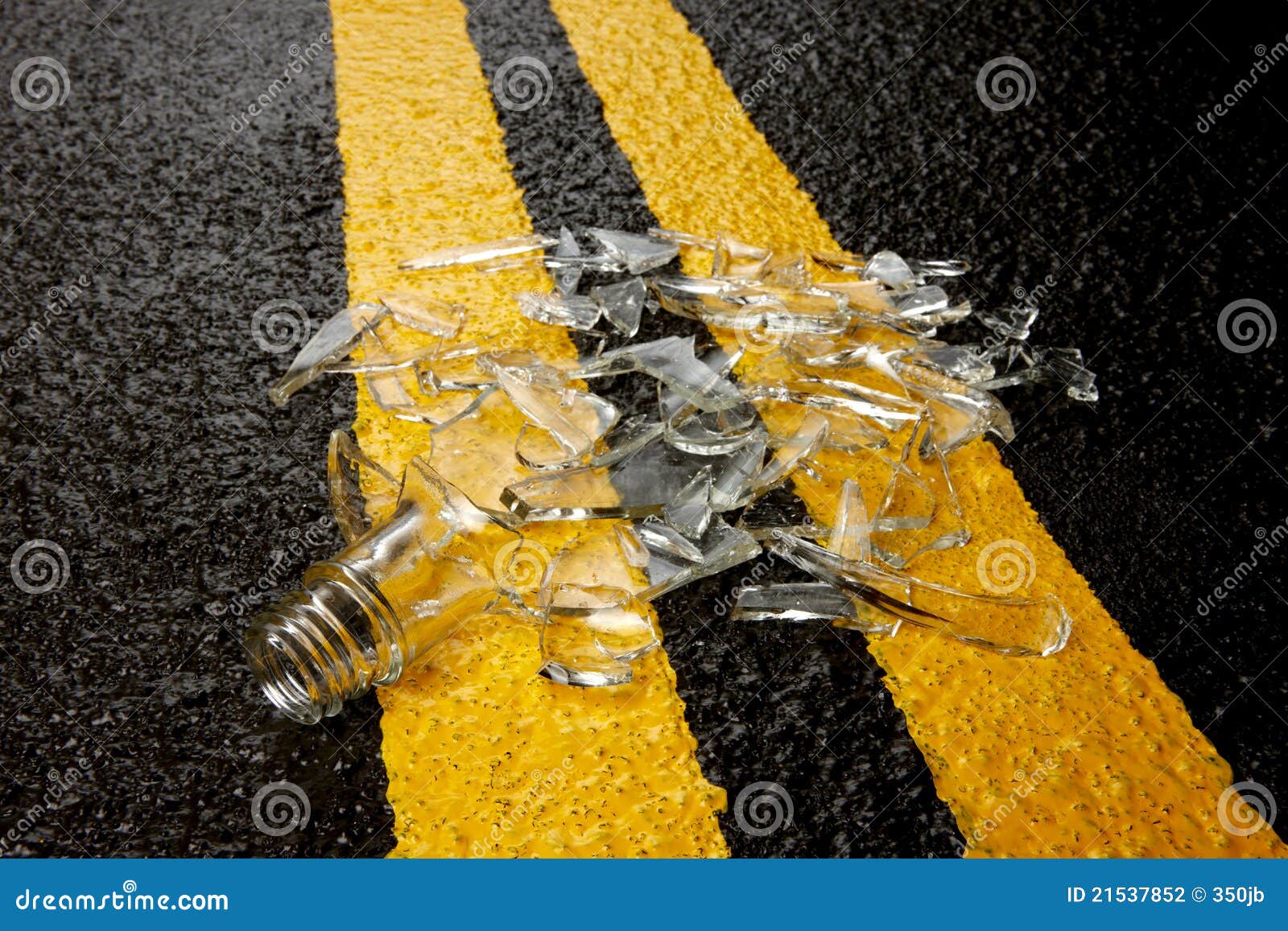 Shattered Whisky Bottle on Road Stock Photo Image of bottle, broken