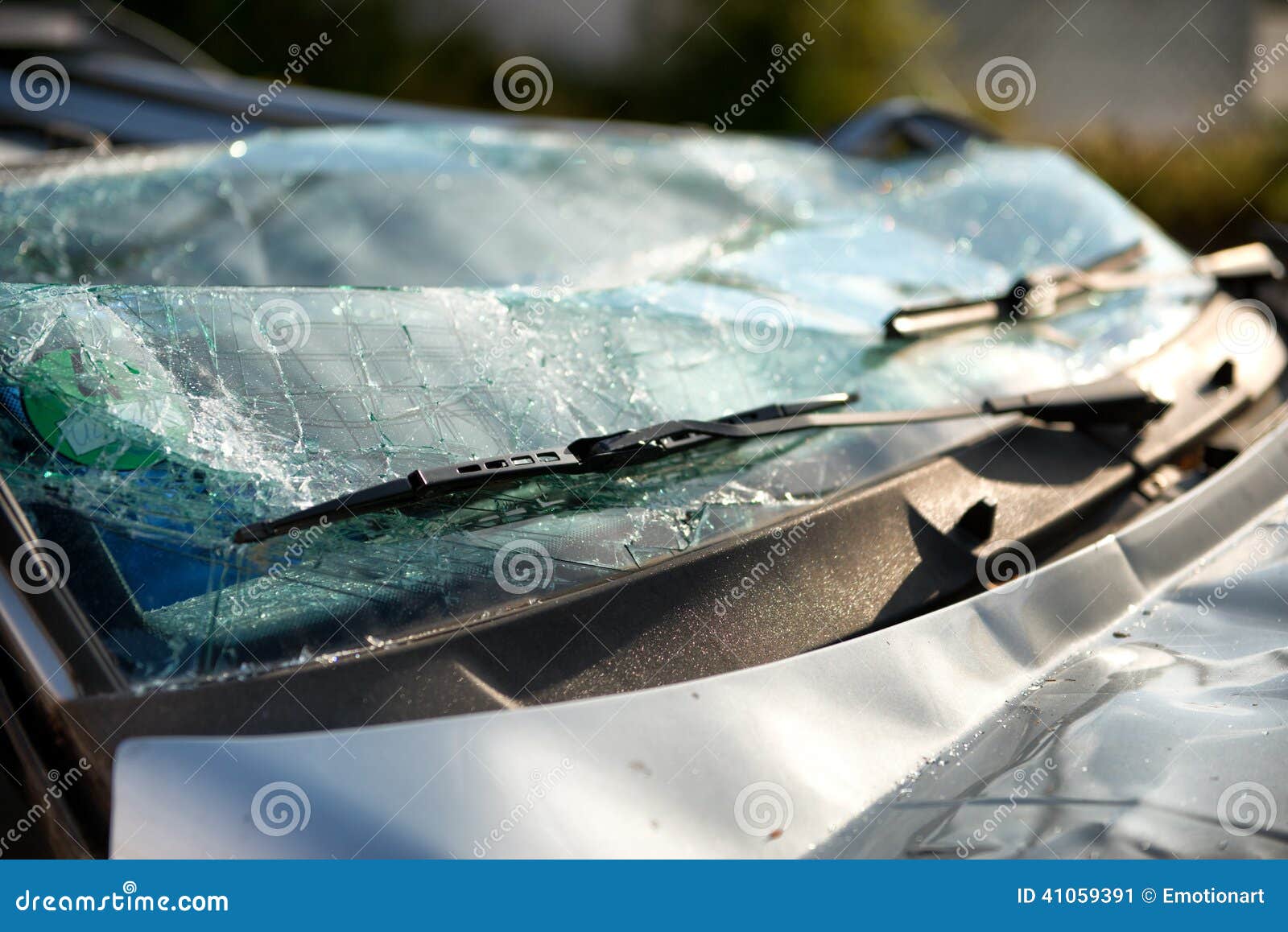 Shattered Windscreen of a Car in an Accident Stock Image Image of