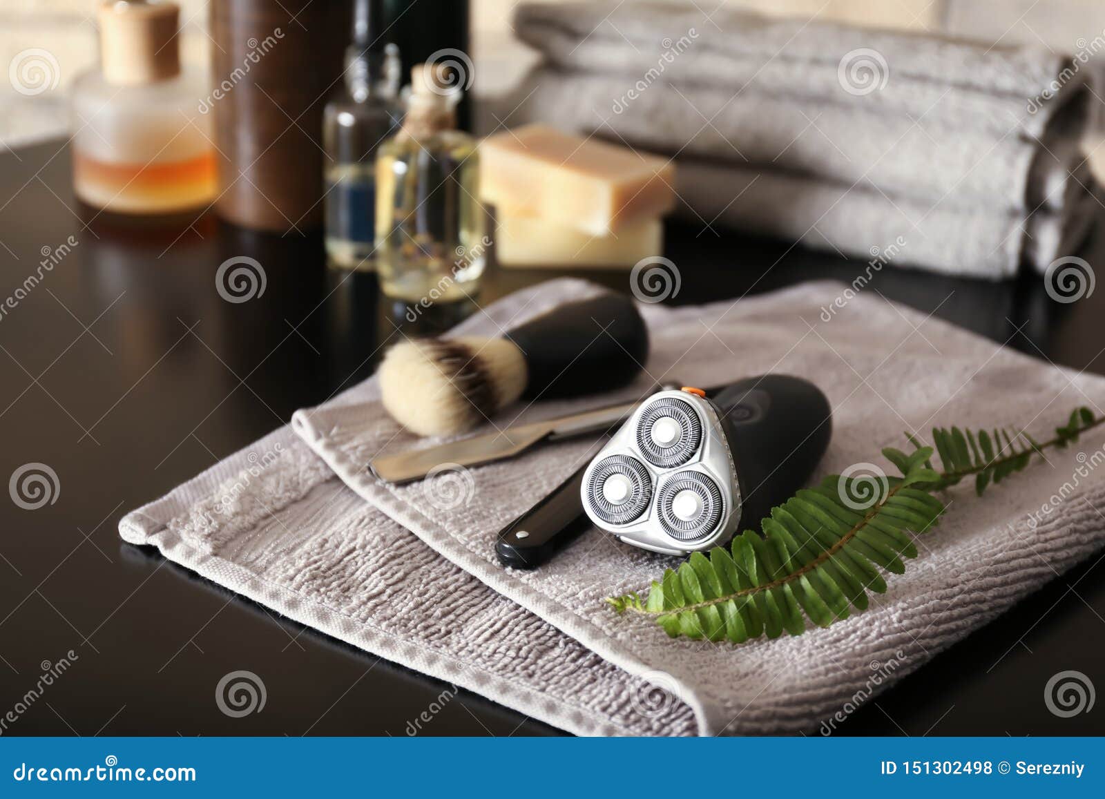 Shaving Accessories for Men on Dark Table Stock Photo Image of