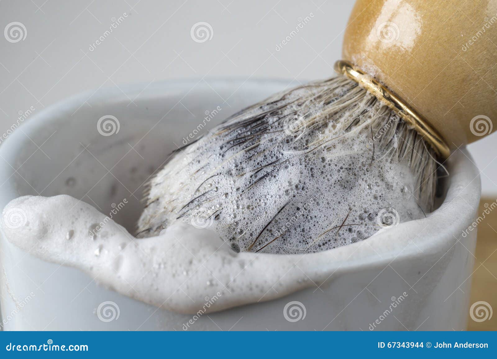 Shaving brush and bowl stock photo. Image of saple, foam 67343944