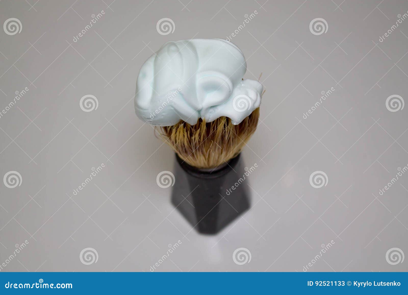 Shaving cream on the brush stock image. Image of handle 92521133