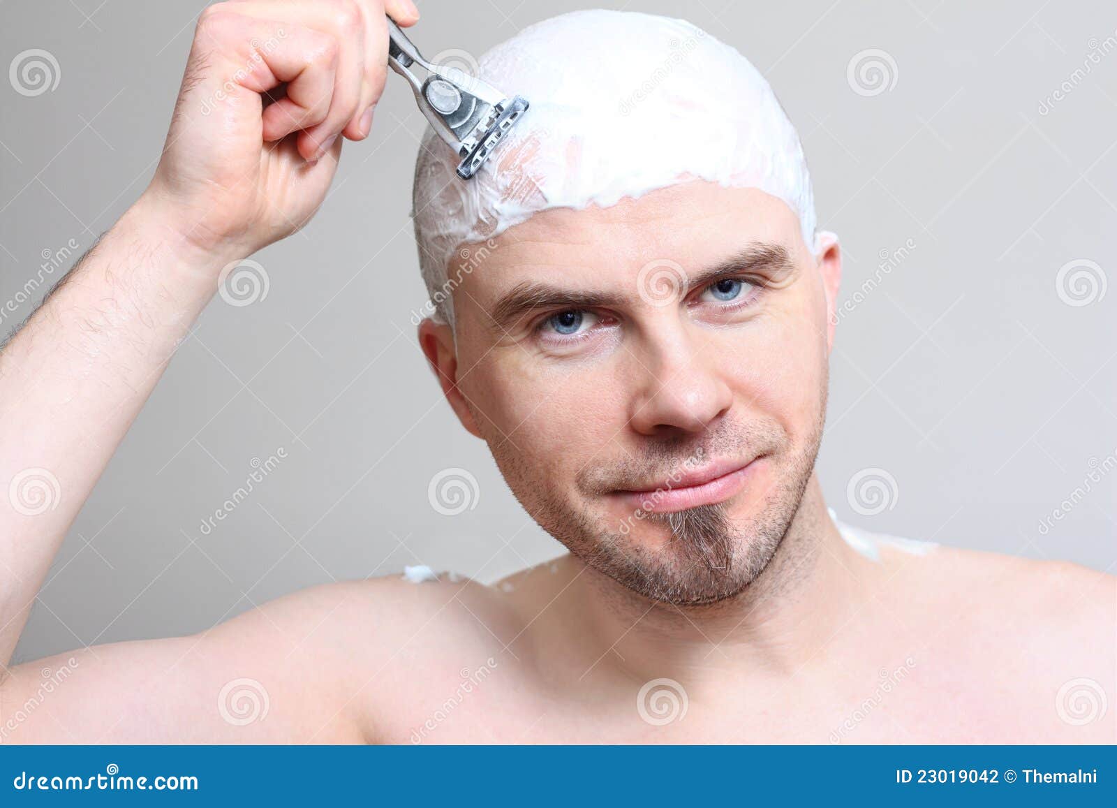 Shaving head stock photo. Image of hand, caucasian, young 23019042