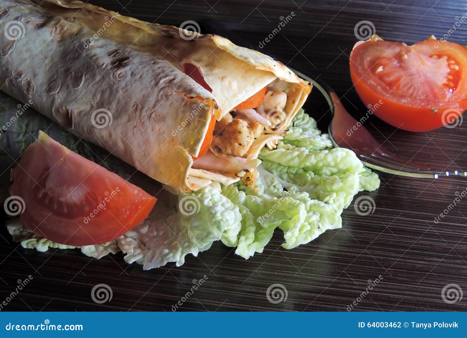 Shawarma with chicken stock photo. Image of pepper, shawarma 64003462