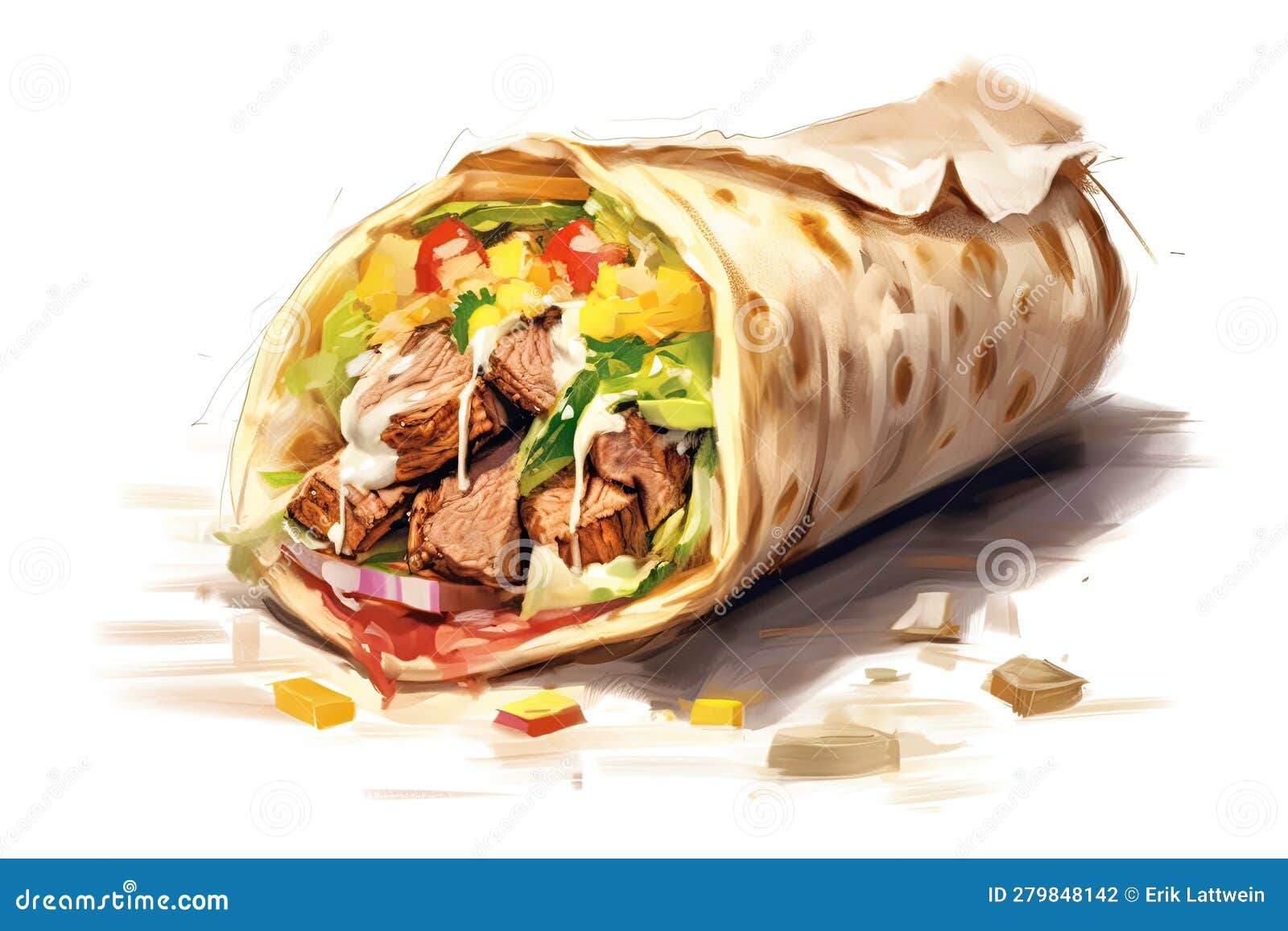 Shawarma Illustration Made with Generative AI Tools Stock