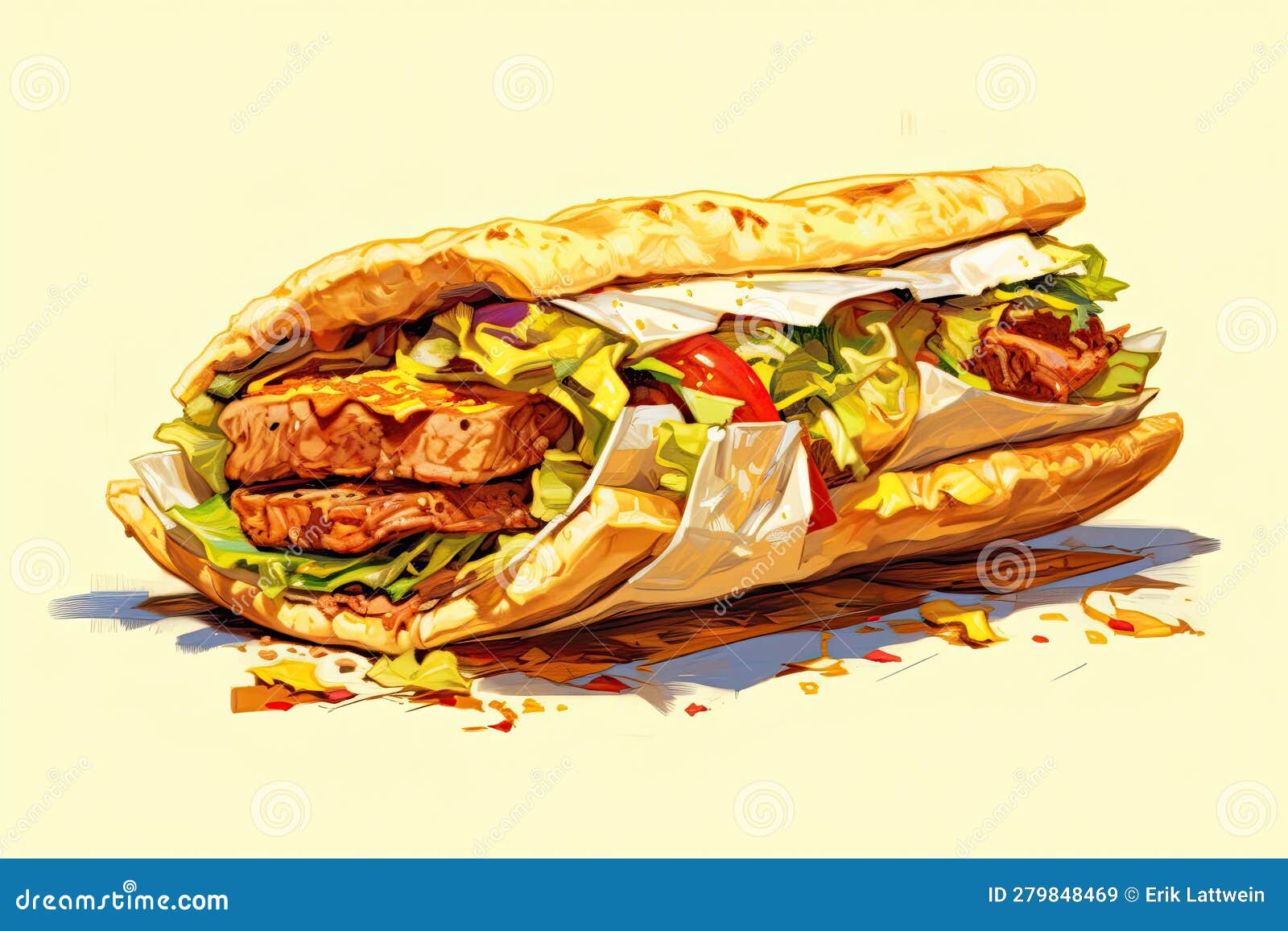 Shawarma Illustration Made with Generative AI Tools Stock