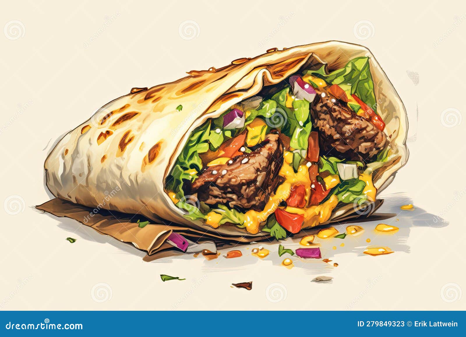 Shawarma Illustration Made with Generative AI Tools Stock