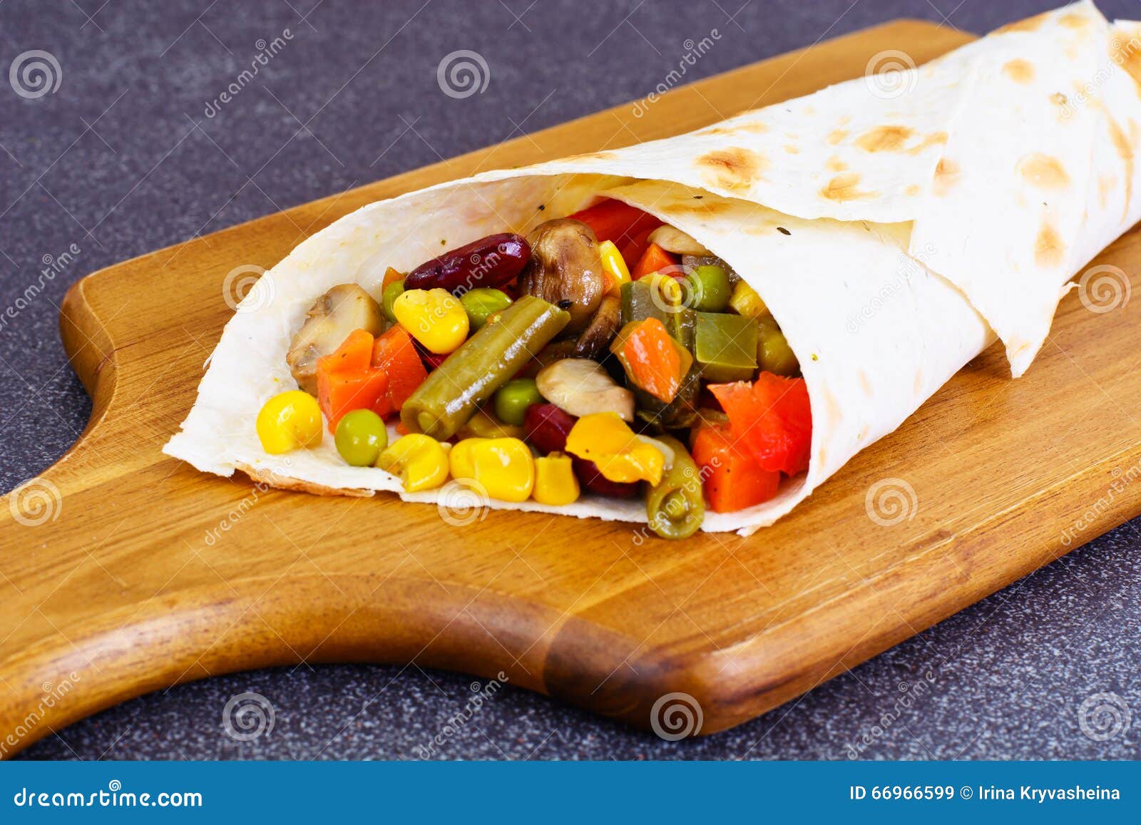 Shawarma Lavash with Chicken and Vegetables Stock Image Image of
