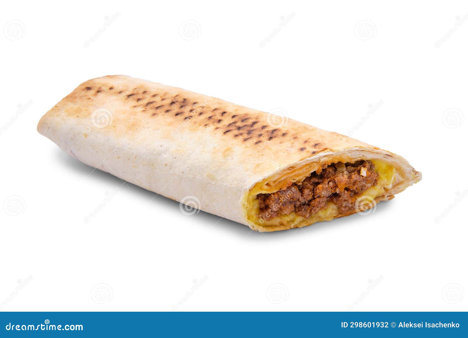 Shawarma with Minced Meat, Cheese and Pickled Cucumber Stock Photo