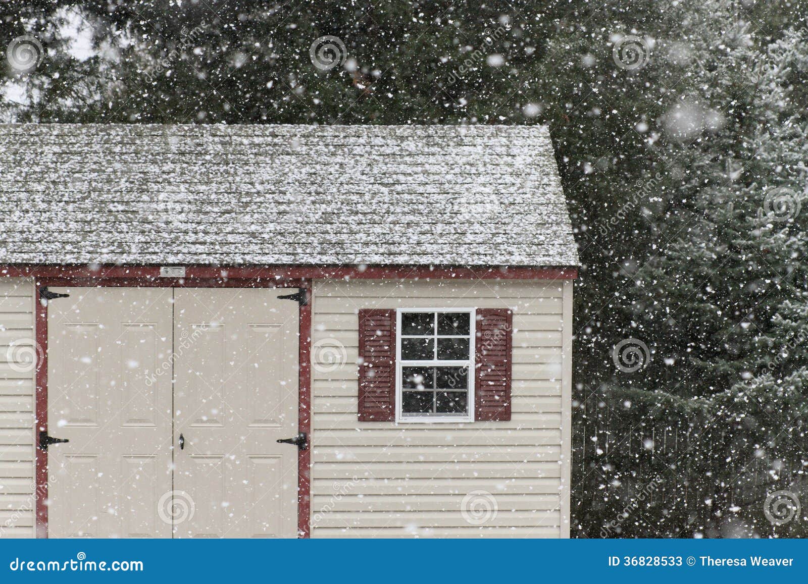 Shed in Falling Snow stock image. Image of cold, flakes 36828533