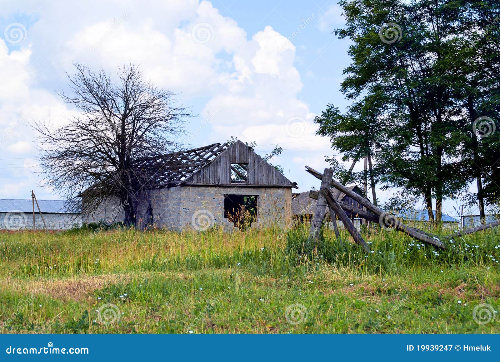 Shed in a village stock image. Image of green, blue, field 19939247