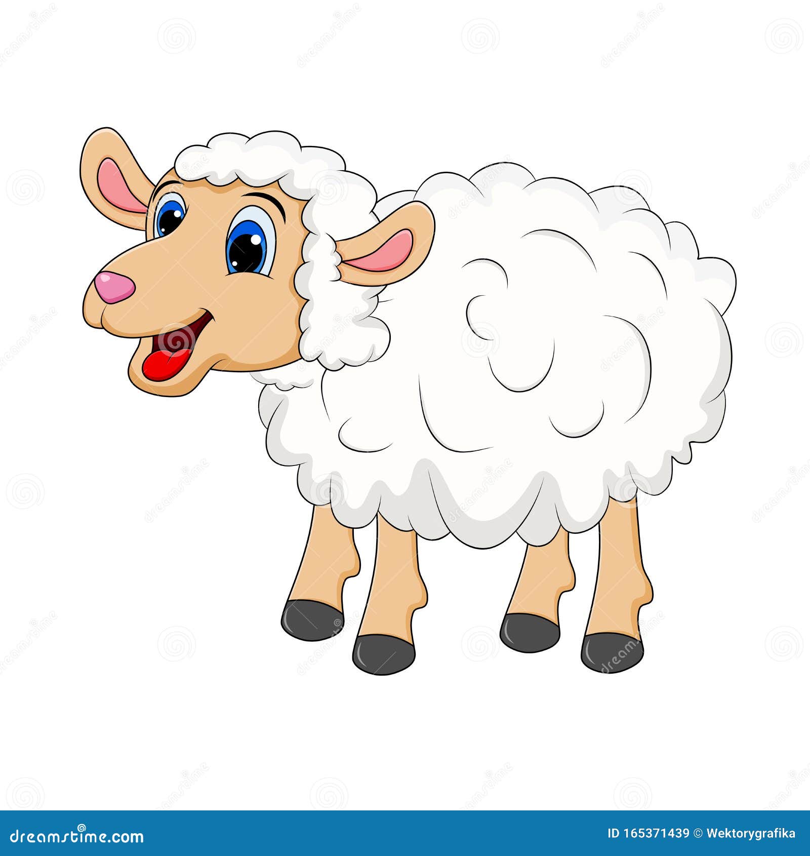 Sheep Cartoon Mascot Character Standing for Farm Concept. Happy Vector White  Lamb Isolated on White Background Stock Vector - Illustration of insomnia,  fluffy: 165371439
