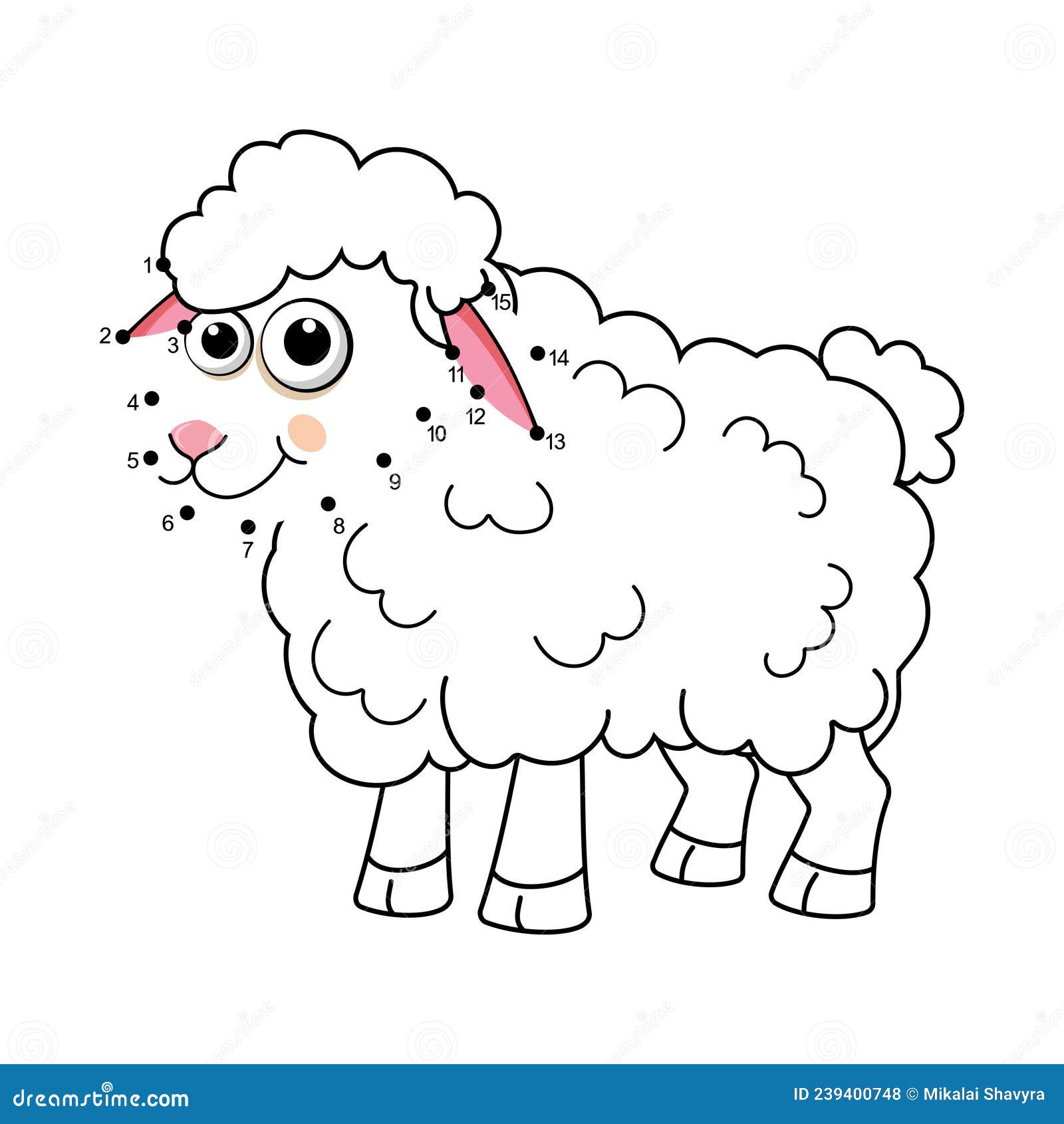 Sheep. Dot To Dot Jogo. Conecte Os Pontos Por Números Para Desenhar O  Cordeiro. Jogo E