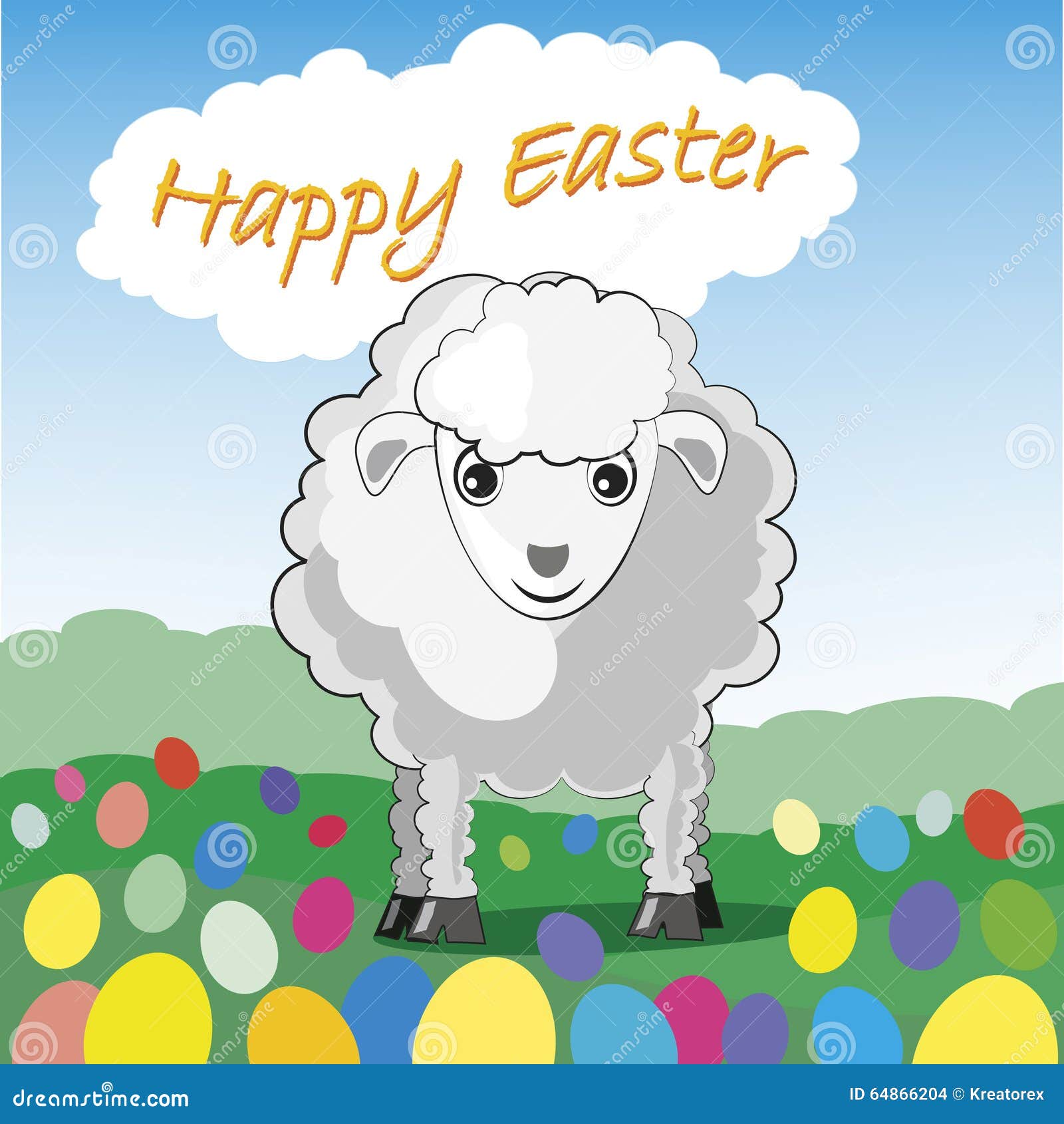Sheep easter stock vector. Illustration of wooly, jumbuck 64866204