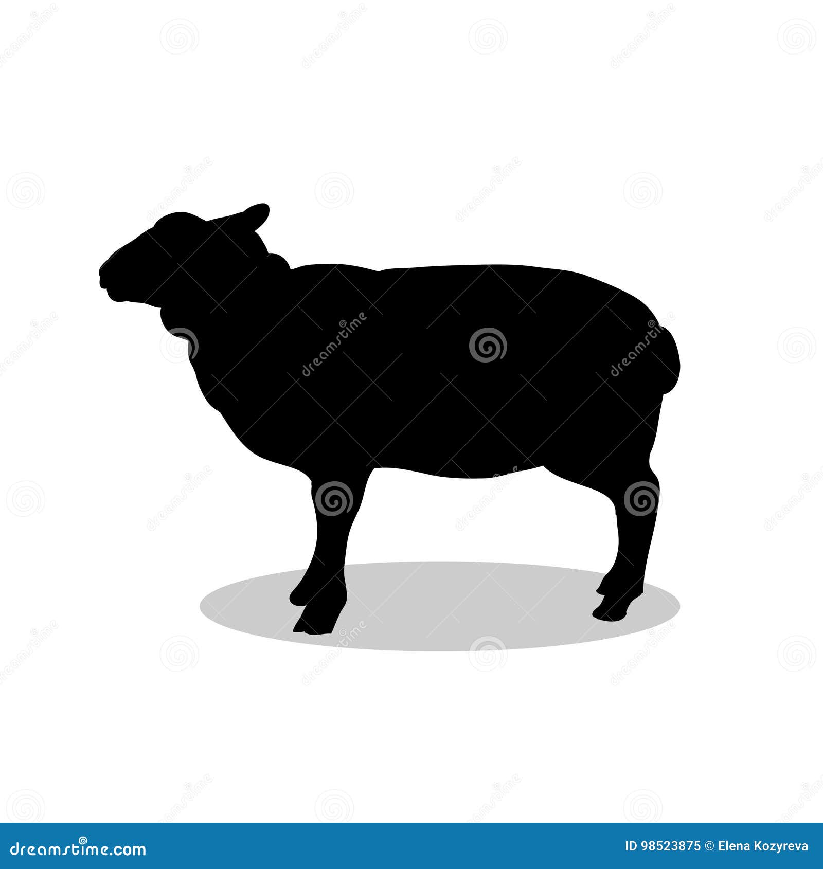 Sheep Farm Mammal Black Silhouette Animal Stock Vector - Illustration