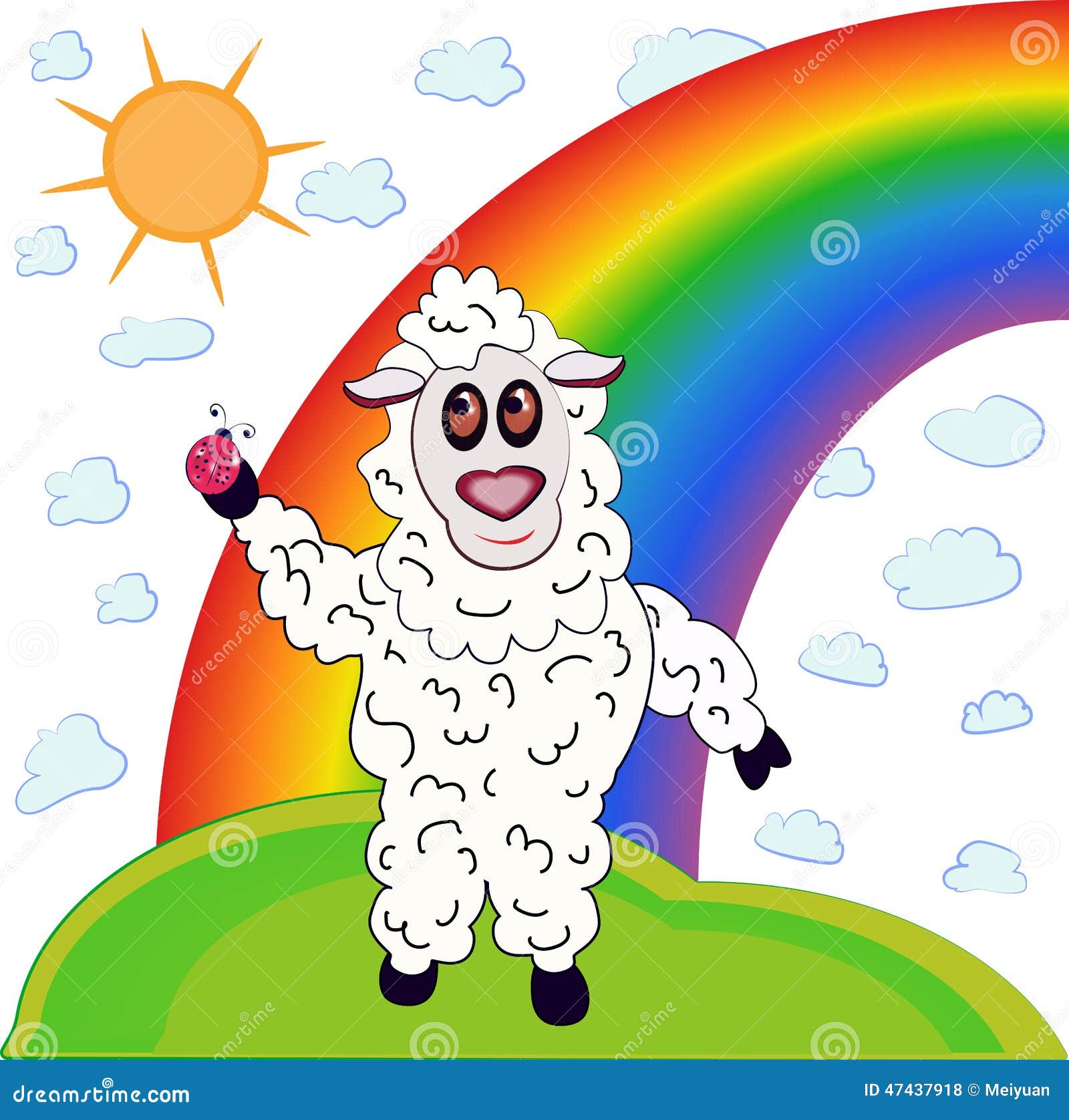 Download Sheep and rainbow stock vector. Illustration of ...