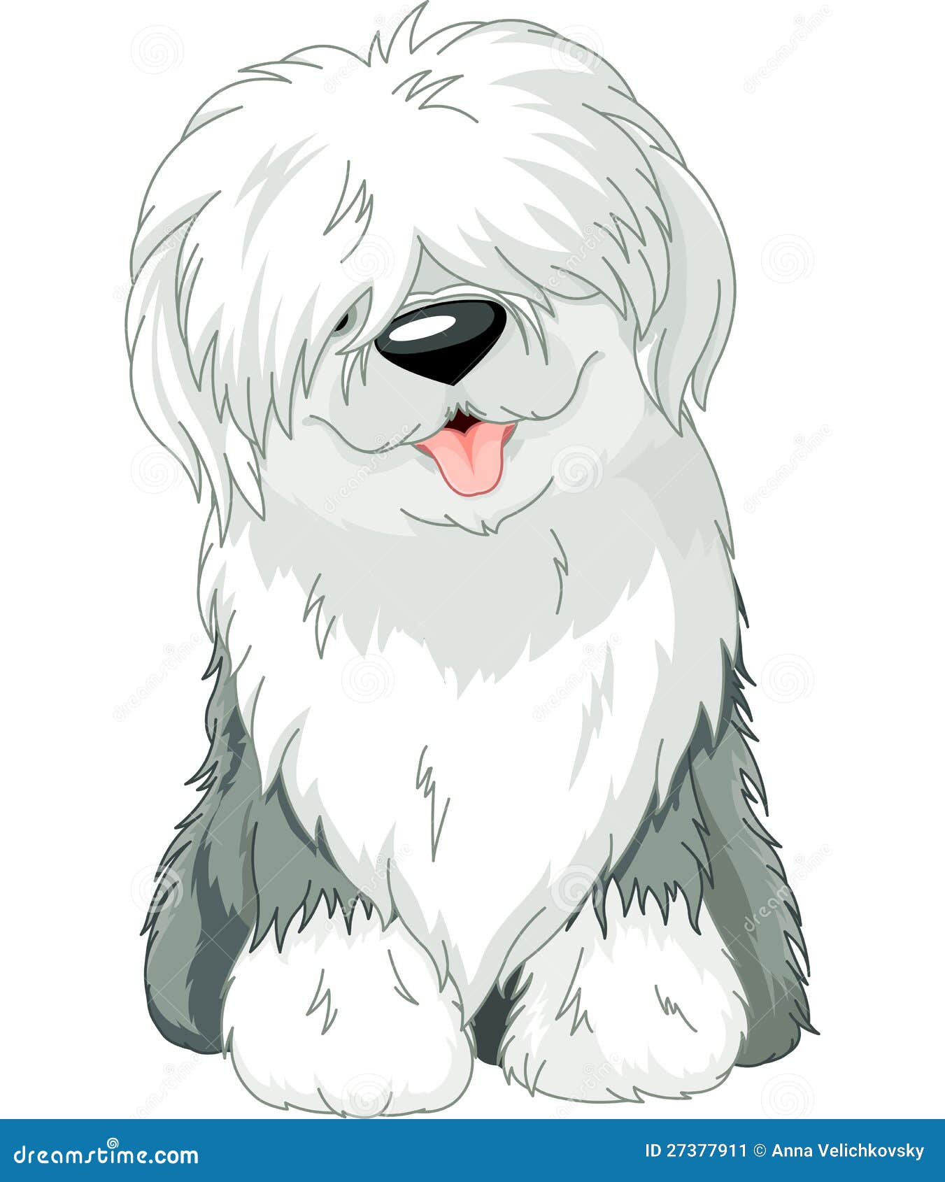 Cão pastor inglês antigo raça de desenho animado kawaii personagem