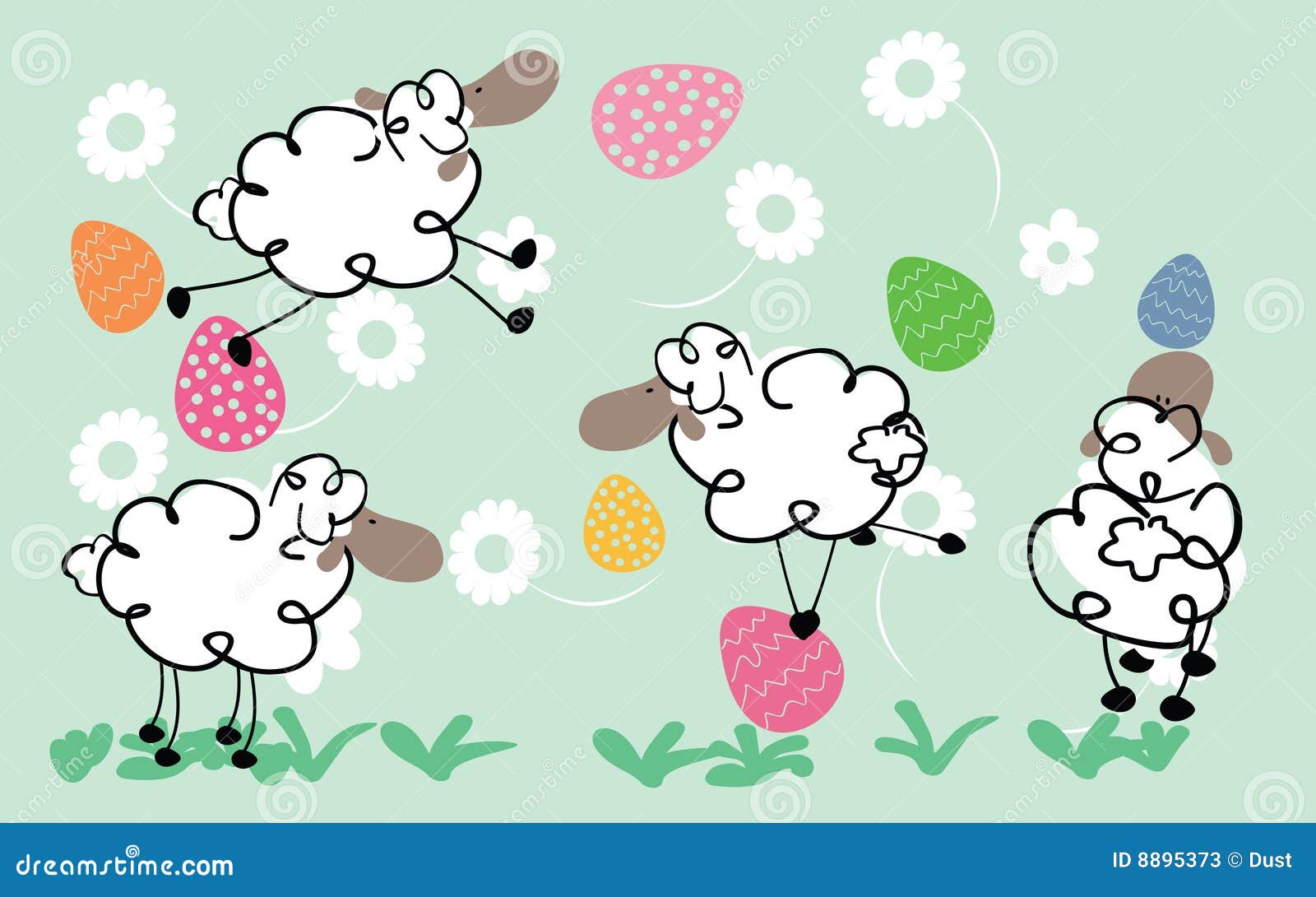Sheeps de Easter ilustração do vetor. Ilustração de grama 8895373