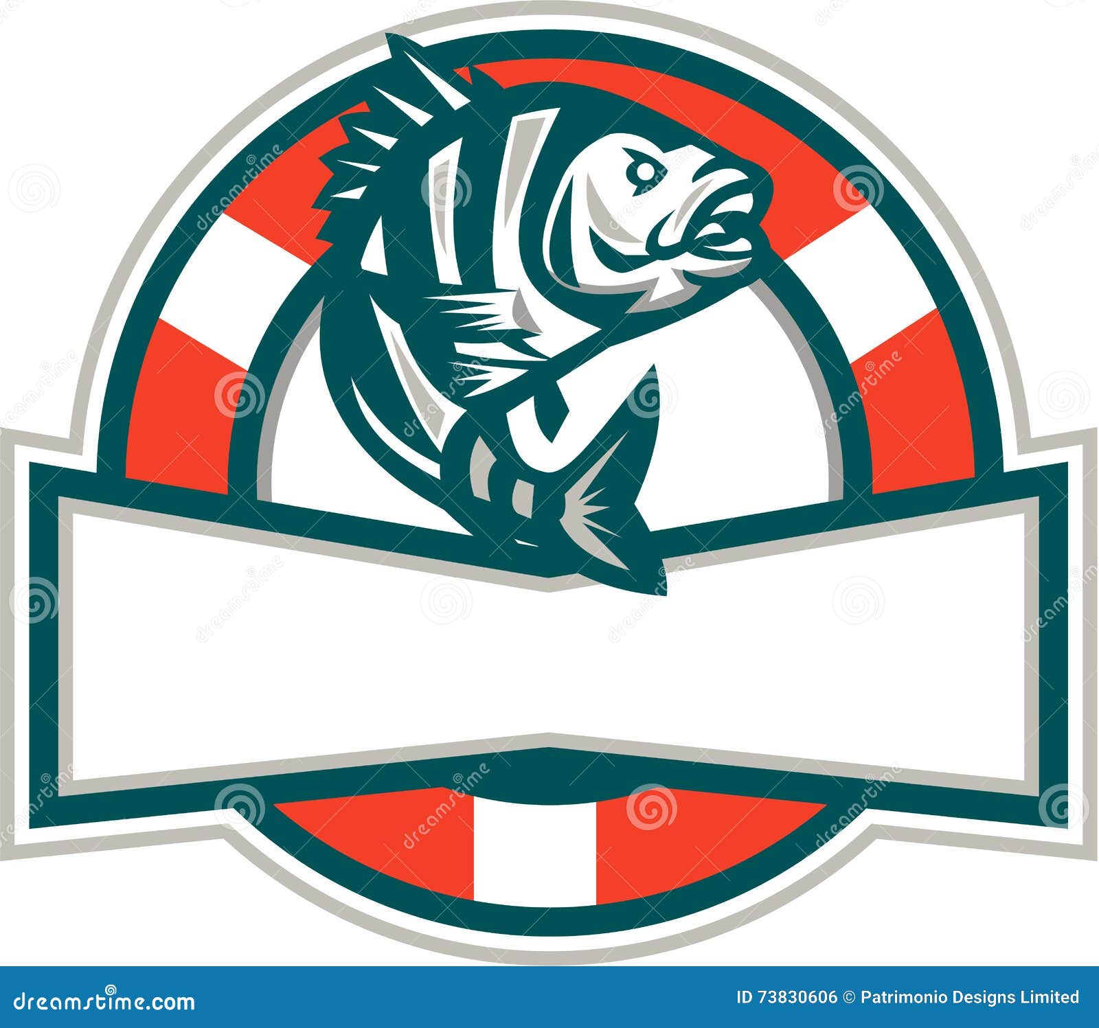 sheepshead fish jumping lifesaver circle retro