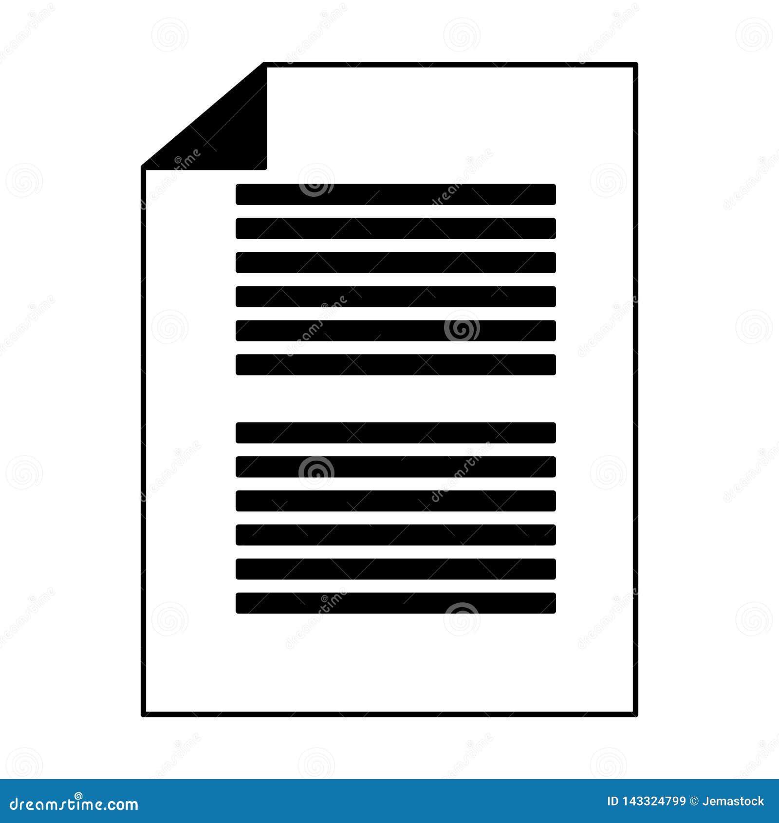 Sheet Document Symbol in Black and White Stock Vector Illustration of