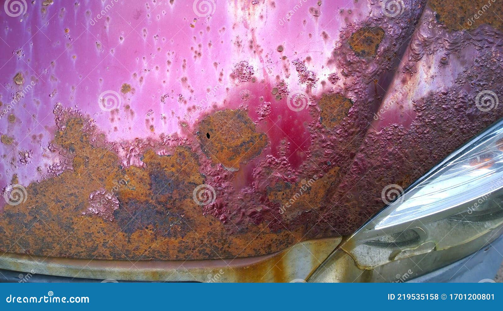 sheet metal corrosion of old car. rusty steel surface, background and damaged grunge texture from road salt. rust background of