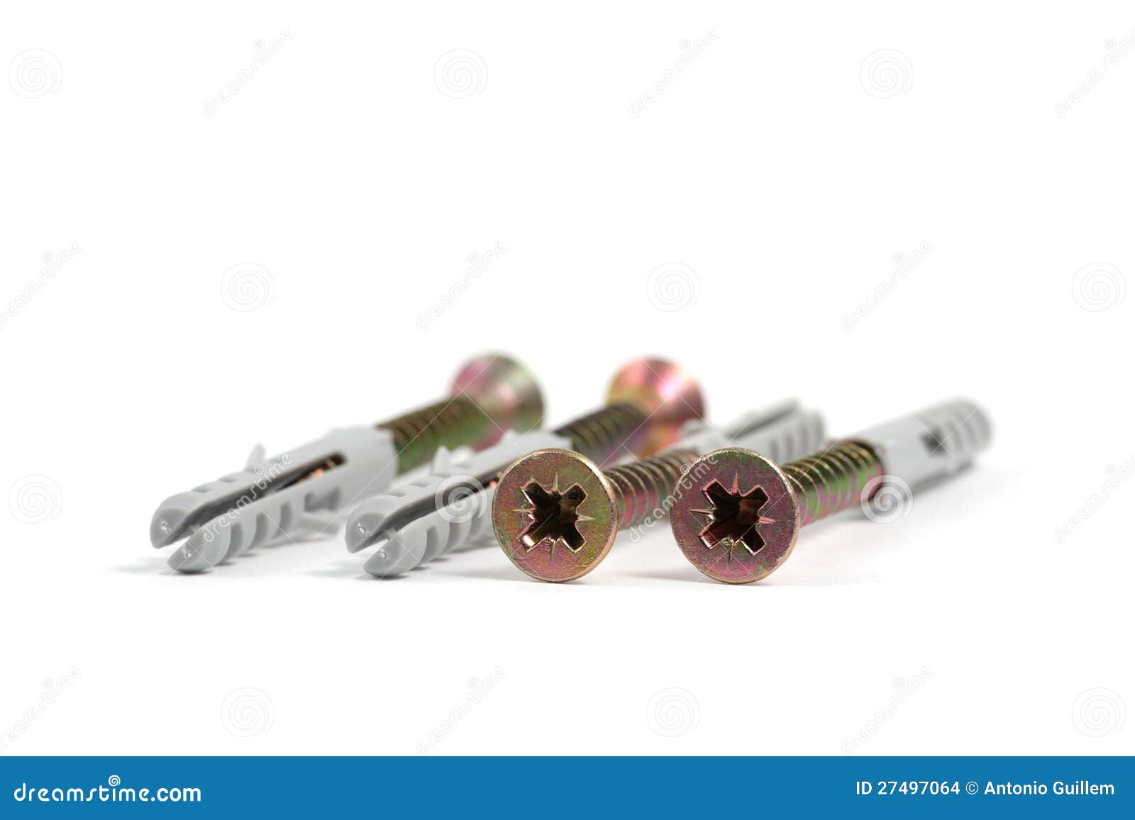 Sheet Metal Screws with Plastic Wall Anchors Stock Photo Image of