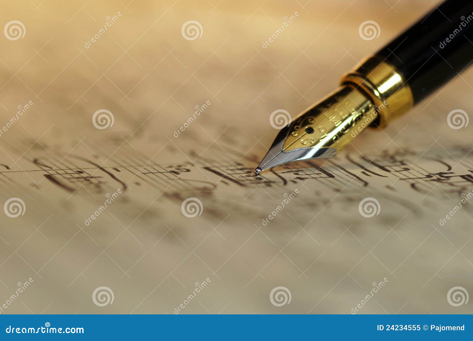 Sheet Music and Fountain Pen Stock Image Image of musical, notation