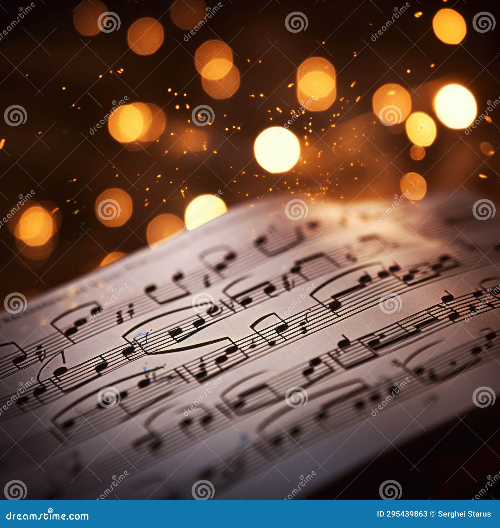A Sheet of Music with Lights on it, AI Stock Illustration