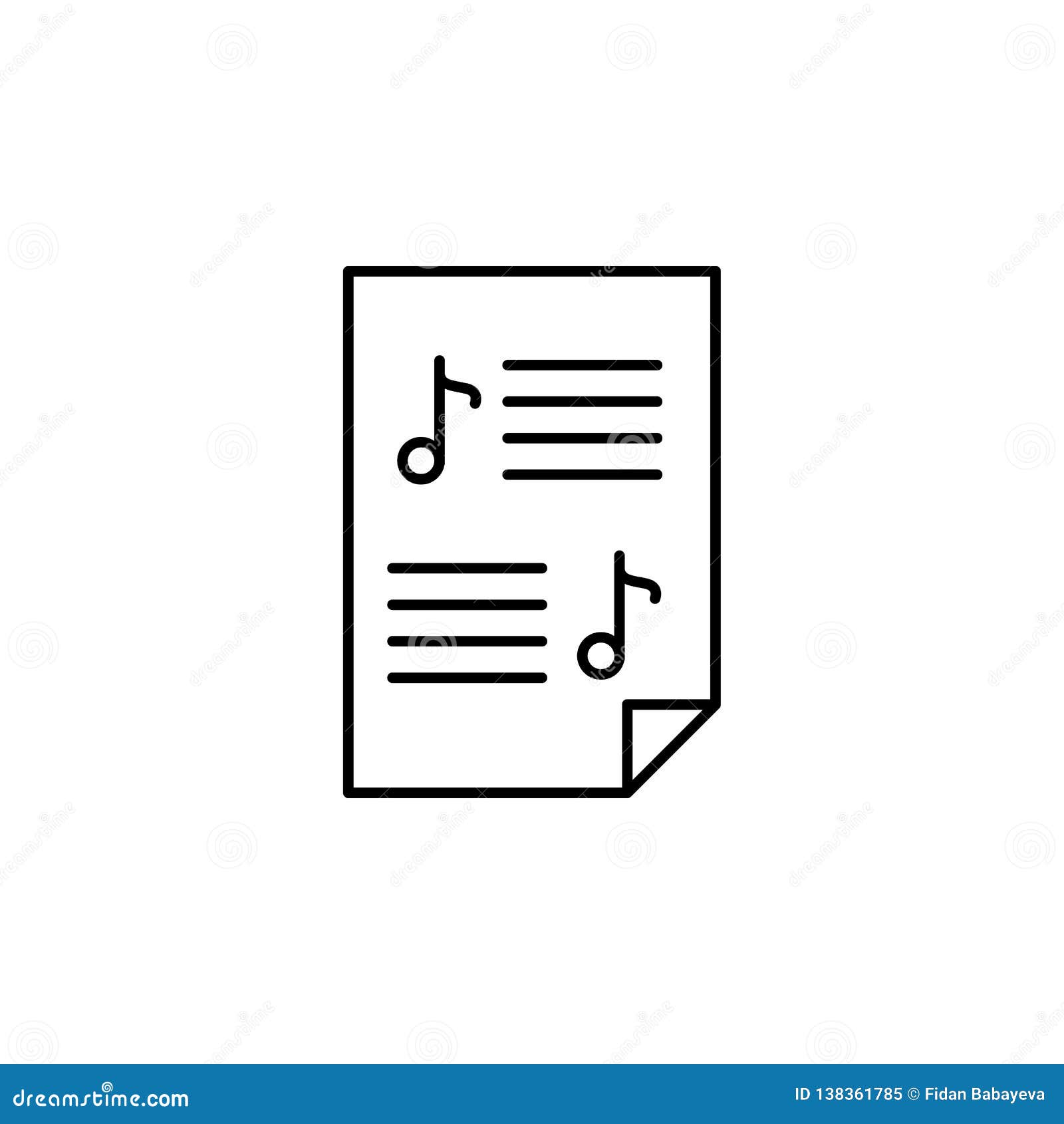 sheet-music-score-paper-icon-element-of-education-illustration-stock