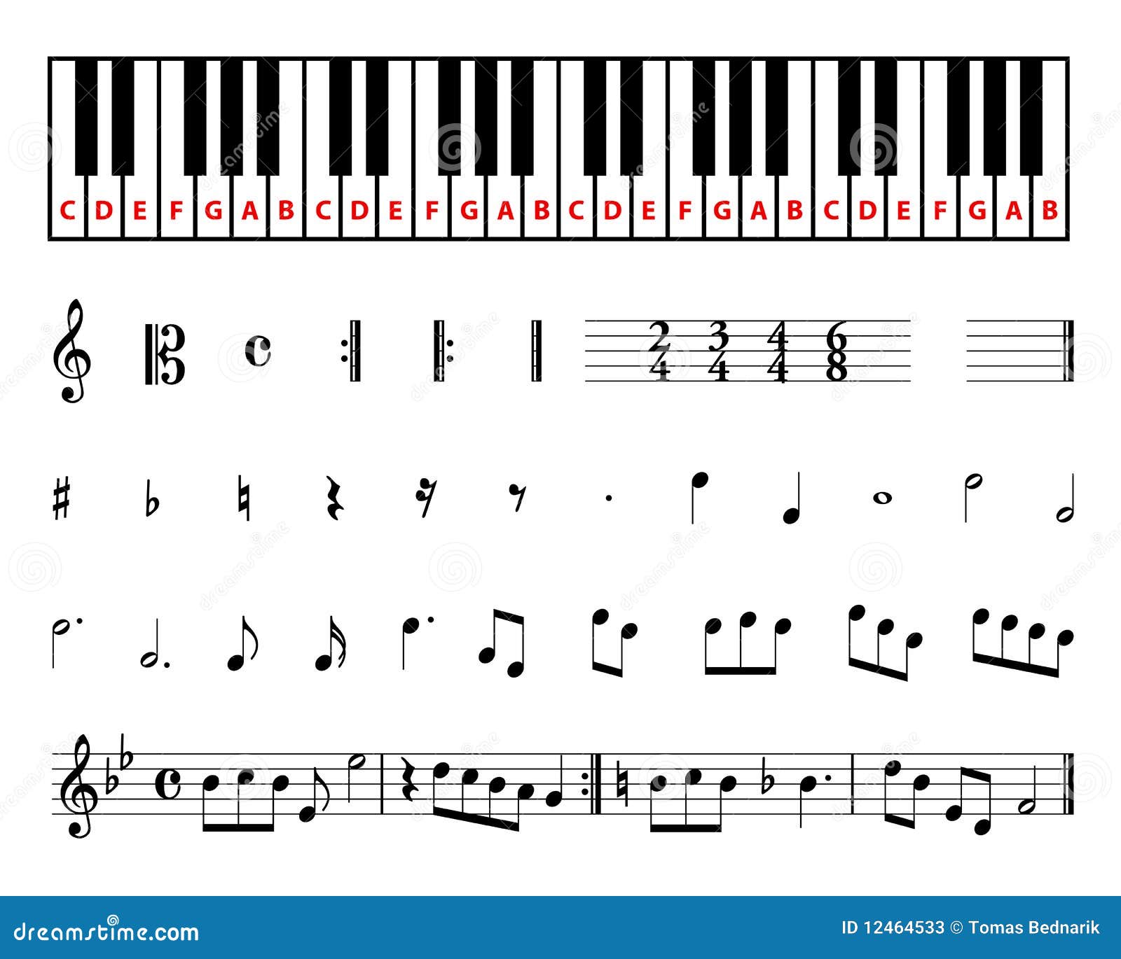 Sheet music symbols stock vector. Illustration of grand - 12464533