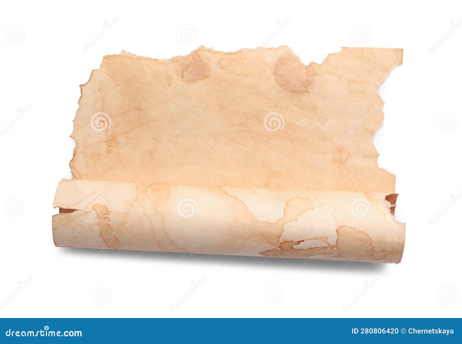 Sheet of Parchment Paper on White Background, Above View Stock Photo