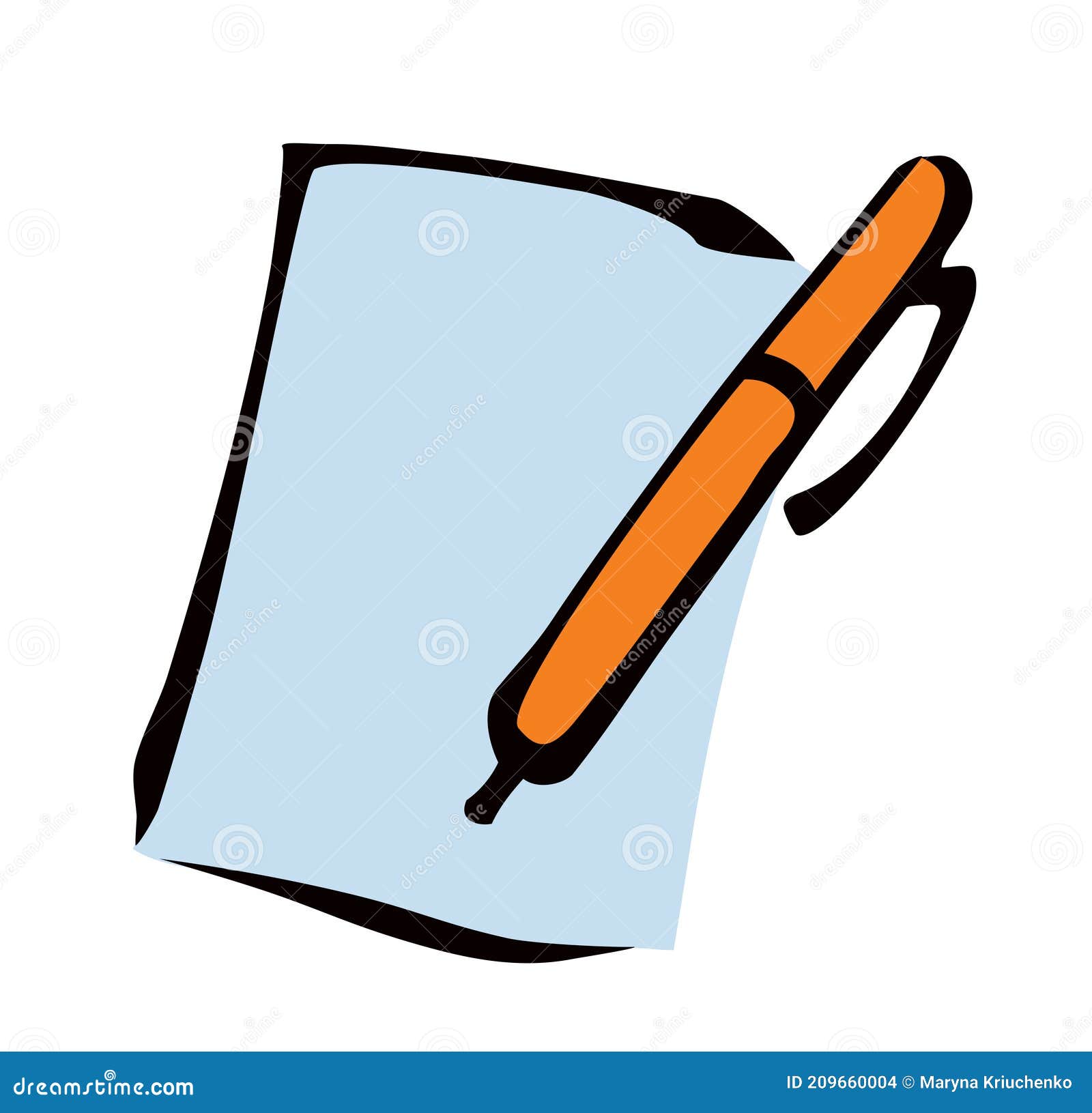 Set of doodle pen drawn. Background from white squared paper page with red  margin. Vector illustrations in notebook. Stock Vector