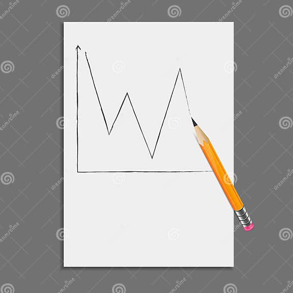 Sheet of Paper with Pencil Drawing Graph Stock Vector Illustration of